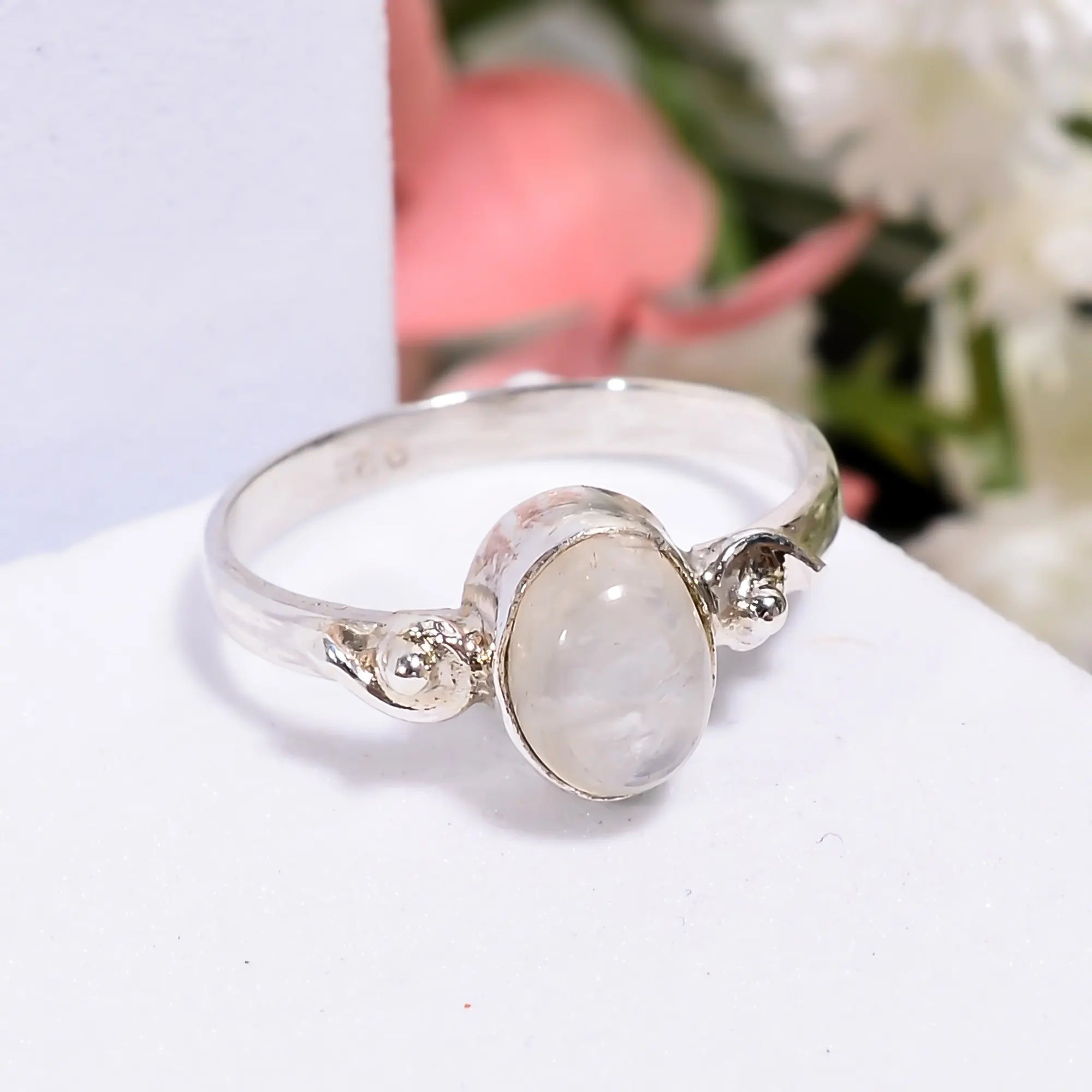 White Moonstone Gemstone Infinity Ring – Symbol of Love
