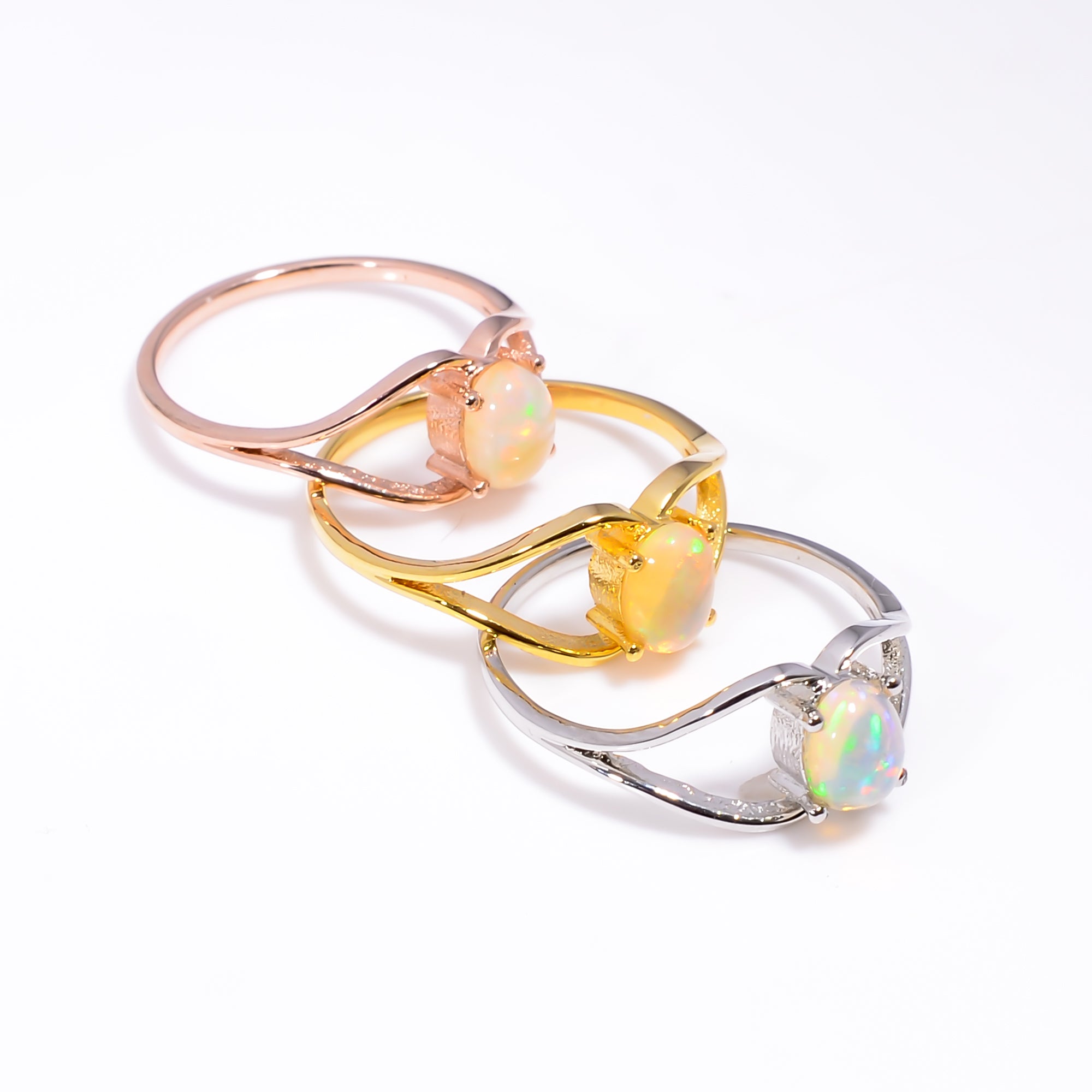 Vintage Ethiopian opal ring with 5x7mm oval opal set in sterling silver, handmade statement jewelry for women by Himalya Quartz