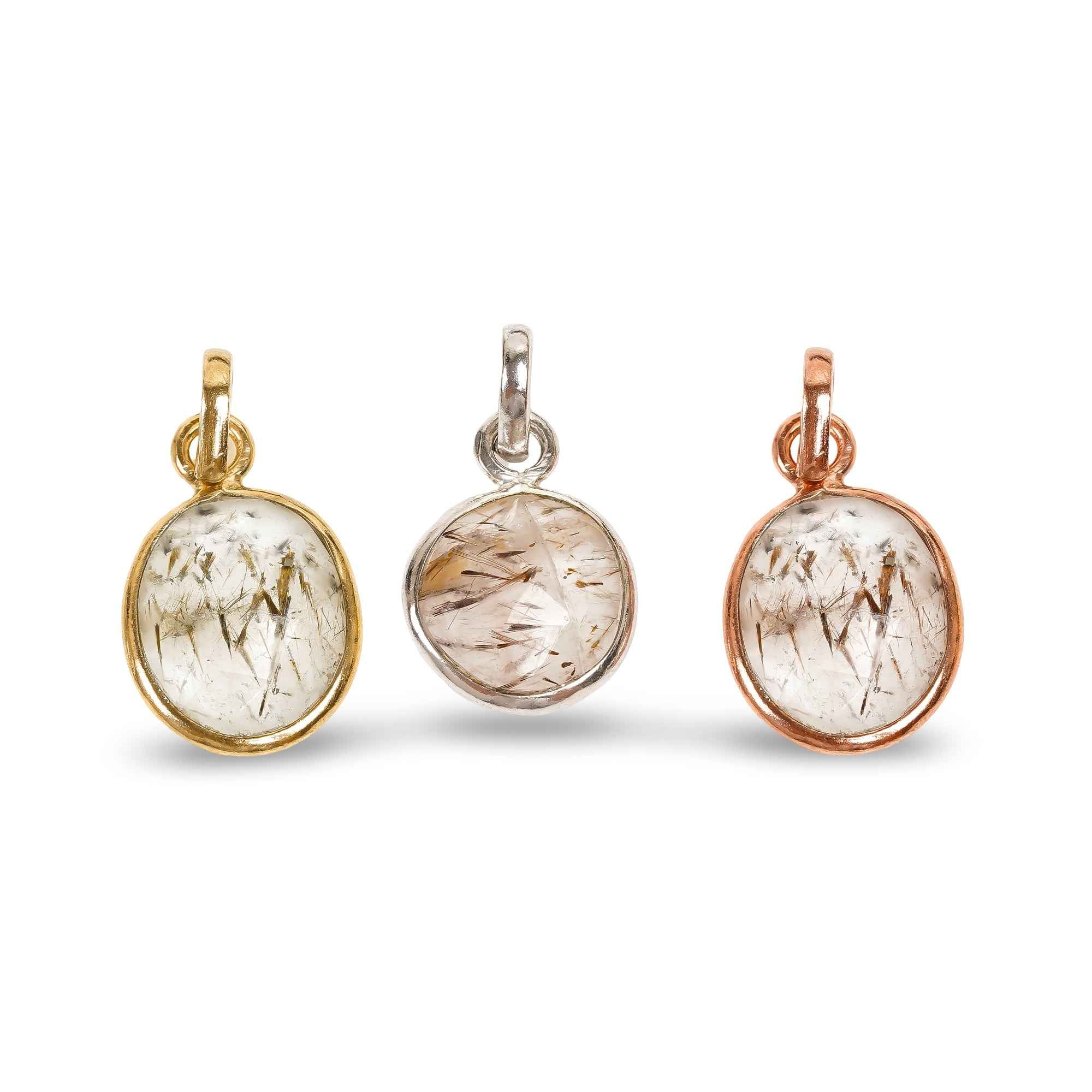 Cacoxenite Rose Cut Pendant Natural Gemstone Pendant 925 Sterling Silver Handmade Jewelry Gift