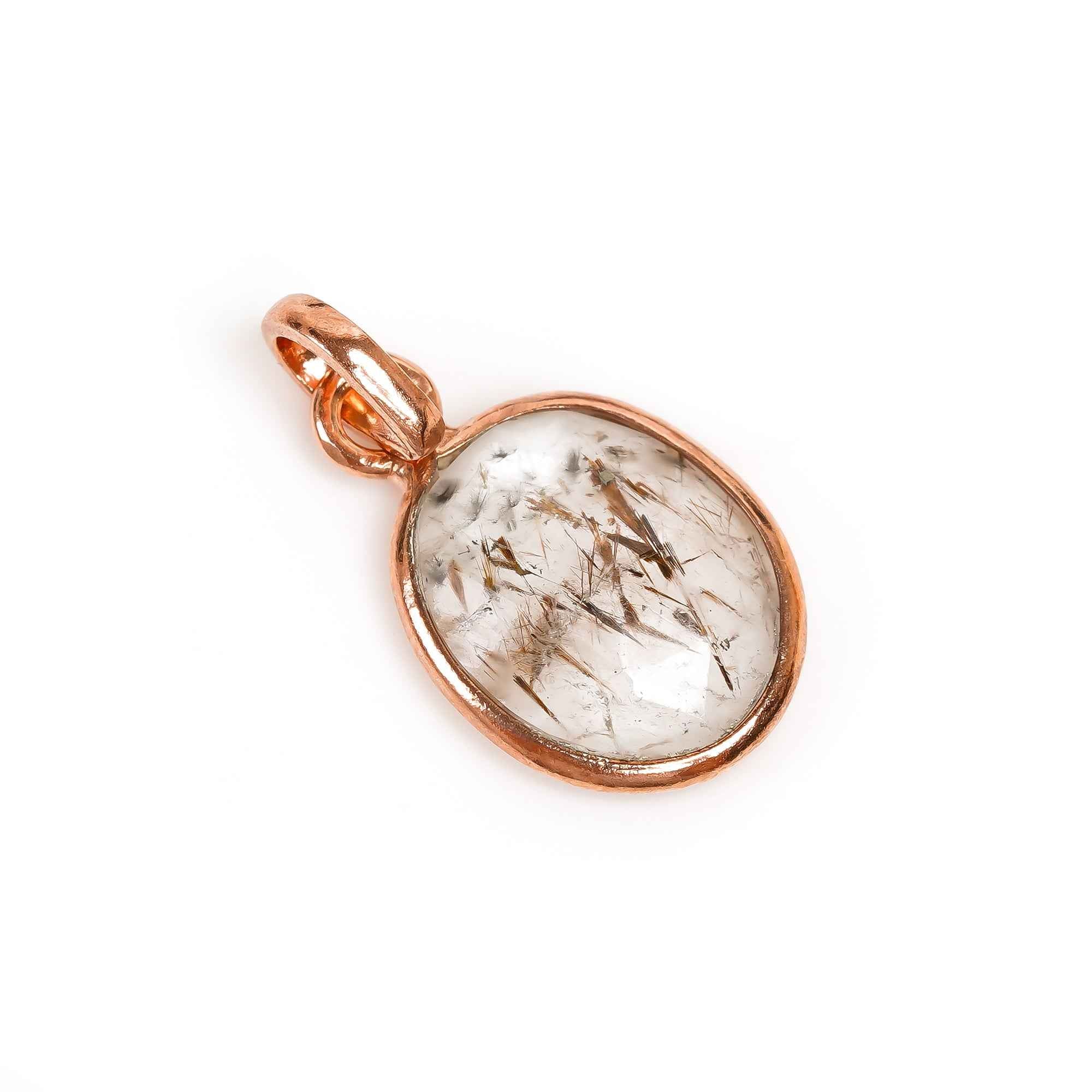Cacoxenite Rose Cut Pendant Natural Gemstone Pendant 925 Sterling Silver Handmade Jewelry Gift