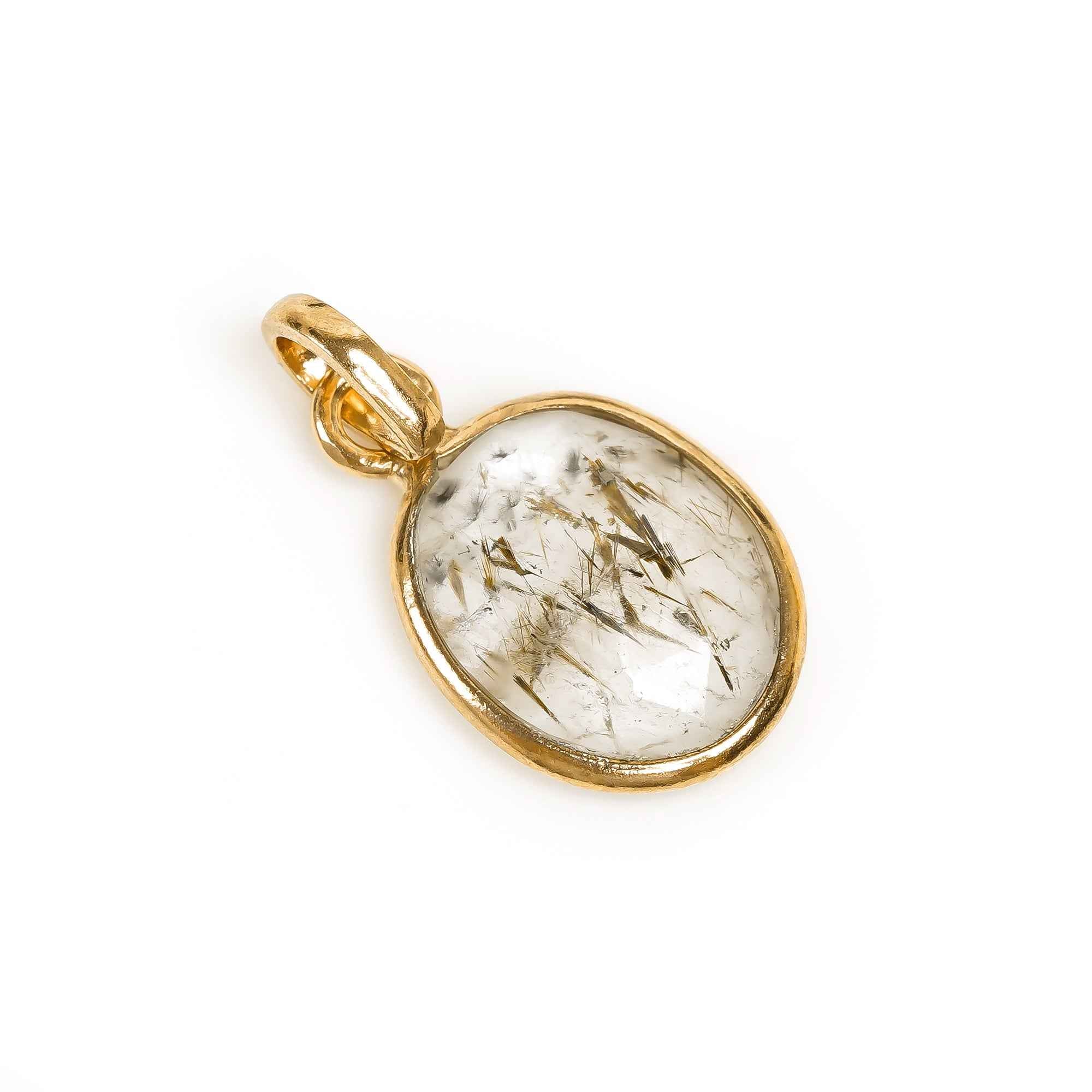 Cacoxenite Rose Cut Pendant Natural Gemstone Pendant 925 Sterling Silver Handmade Jewelry Gift