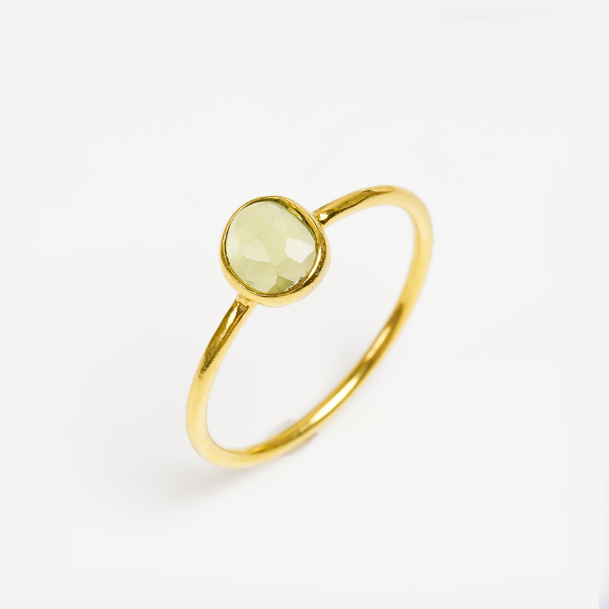 Peridot Ring Yellow Gold Plated 925 Sterling Silver Natural Peridot Ring Handmade August Birthstone Jewelry
