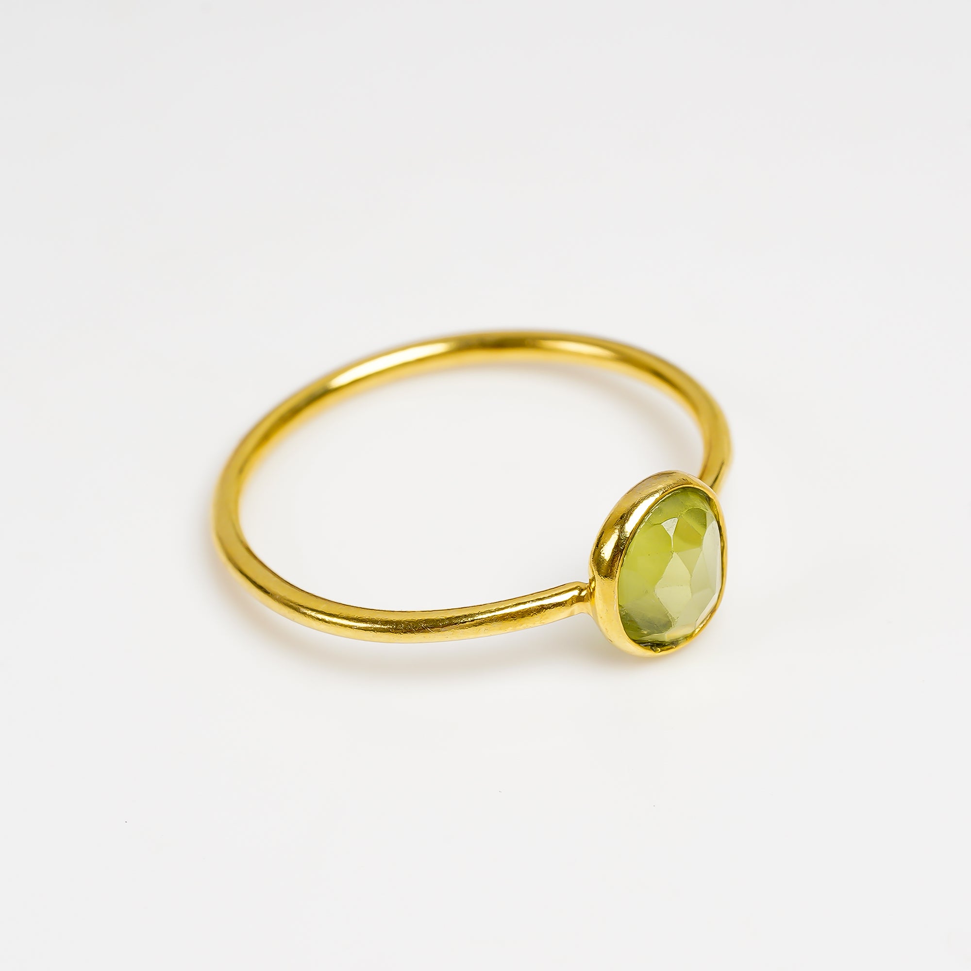 Peridot Ring Yellow Gold Plated 925 Sterling Silver Natural Peridot Ring Handmade August Birthstone Jewelry