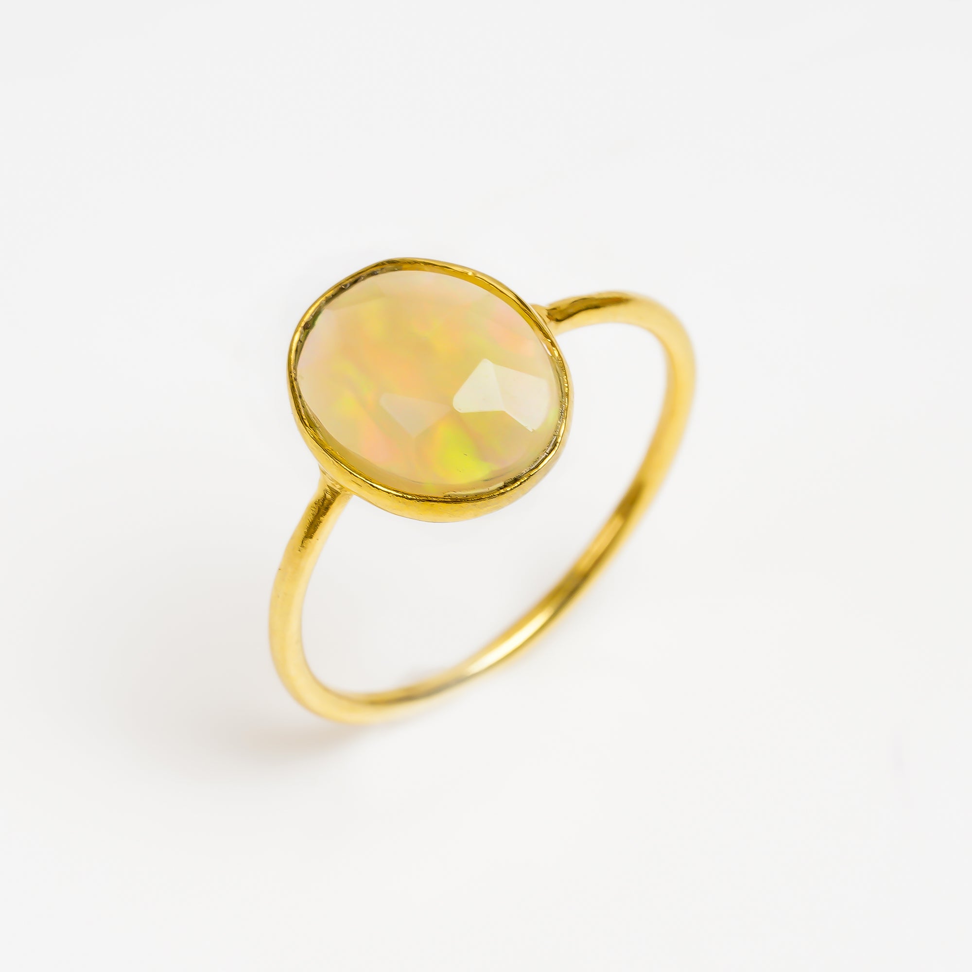 Ethiopian Opal Engagement Ring 925 Sterling Silver Natural Welo Opal Ring October Birthstone Jewelry