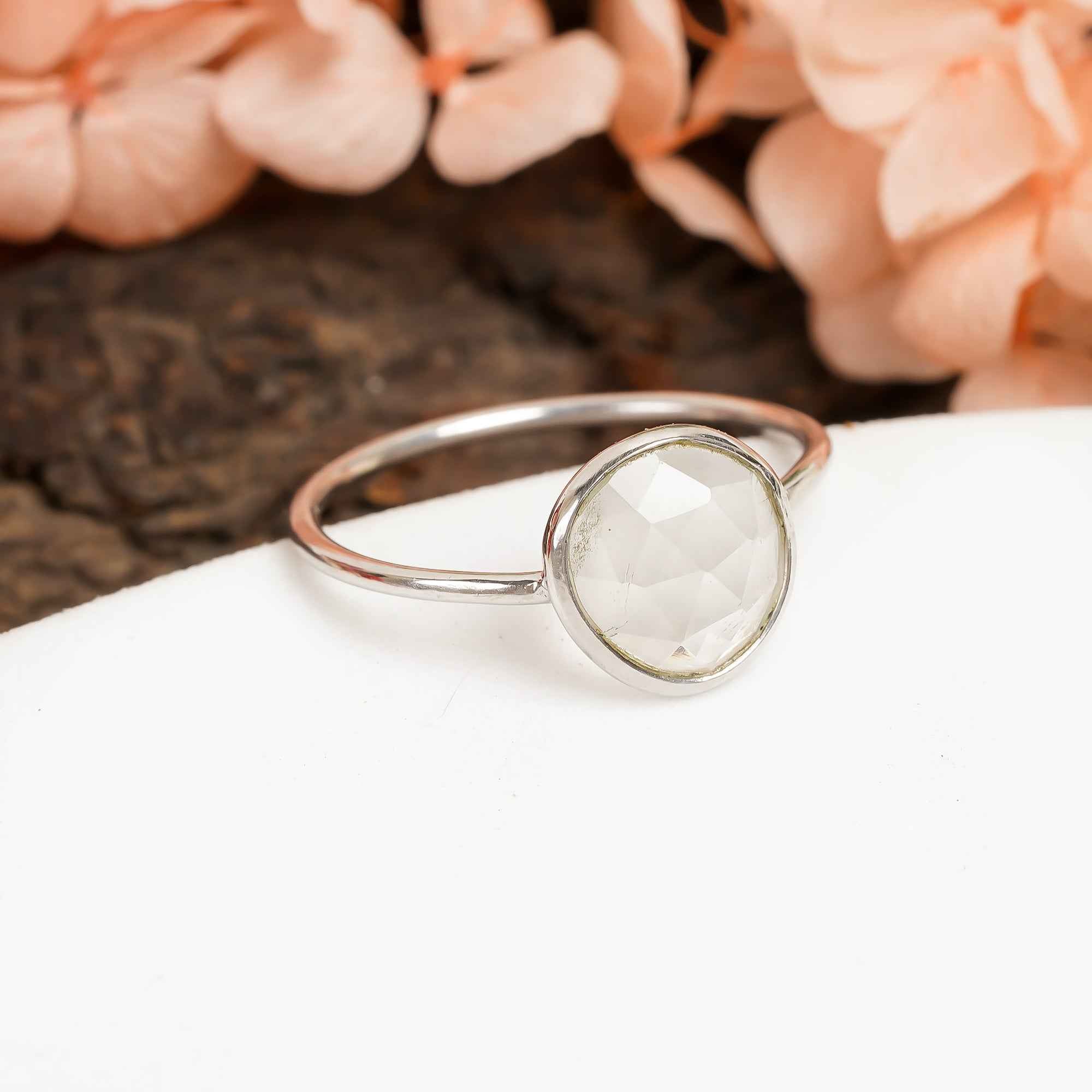 Aquamarine Solitaire Ring 925 Sterling Silver Natural Aquamarine Promise Ring March Birthstone Jewelry