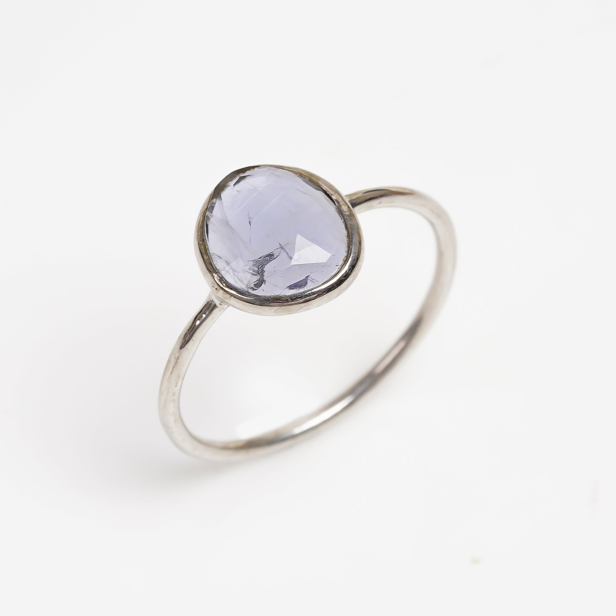 Iolite Engagement Ring 925 Sterling Silver Natural Iolite Solitaire Ring December Birthstone Jewelry