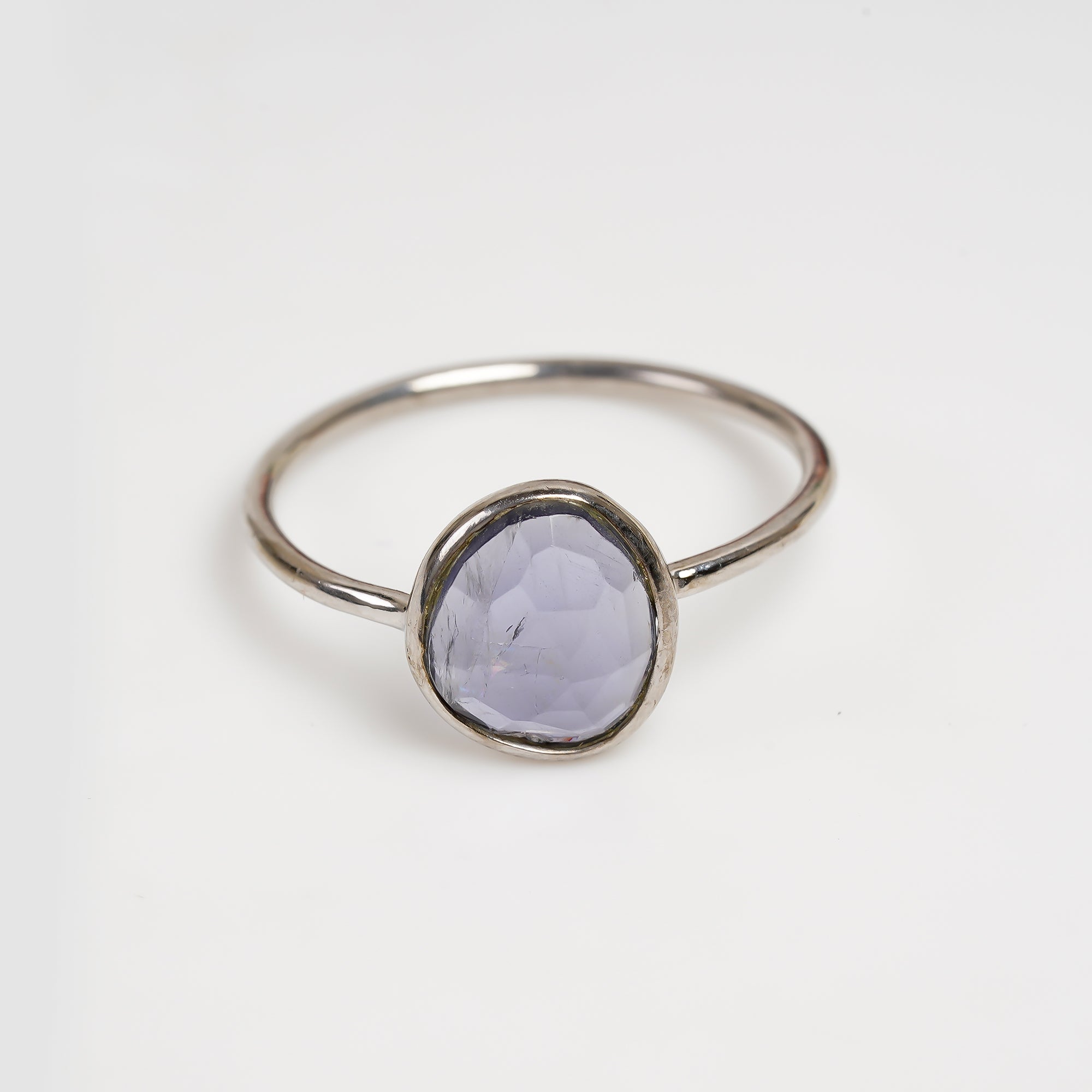 Iolite Engagement Ring 925 Sterling Silver Natural Iolite Solitaire Ring December Birthstone Jewelry