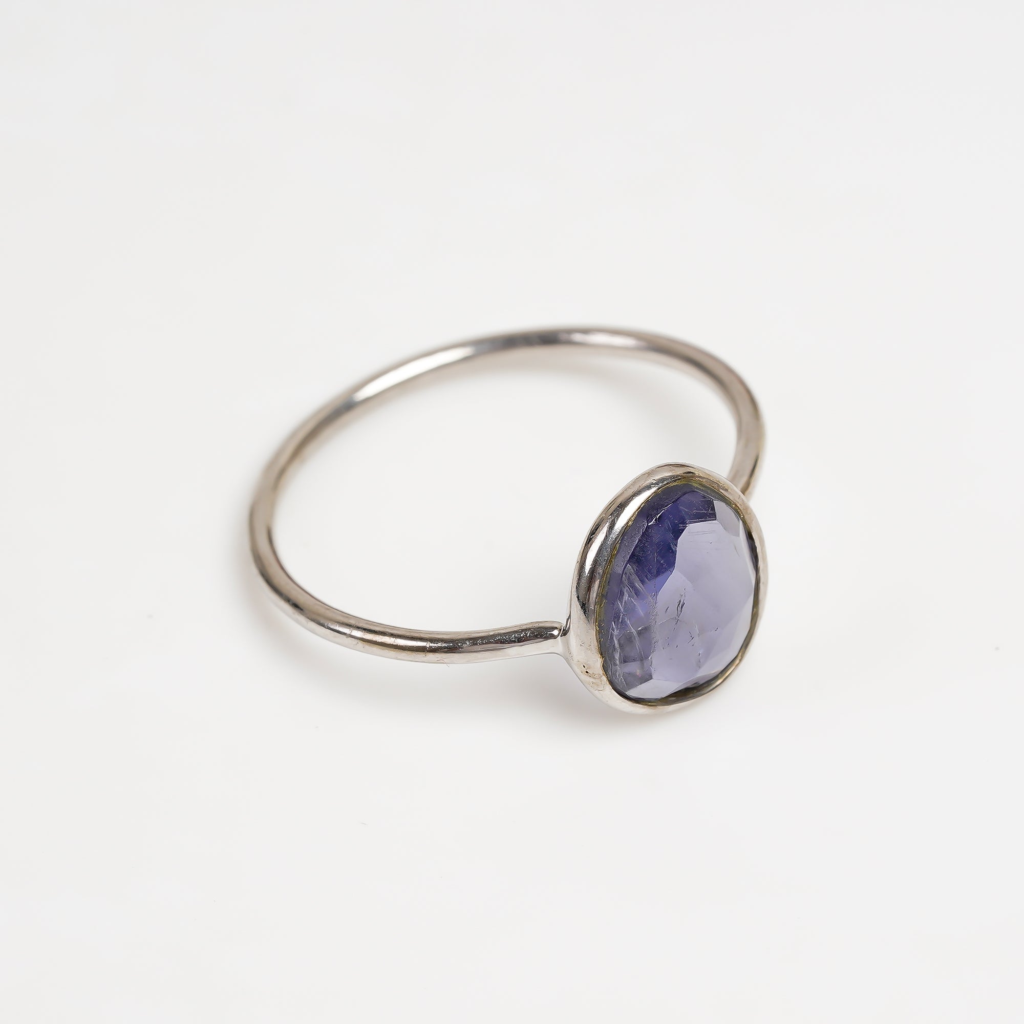 Iolite Engagement Ring 925 Sterling Silver Natural Iolite Solitaire Ring December Birthstone Jewelry