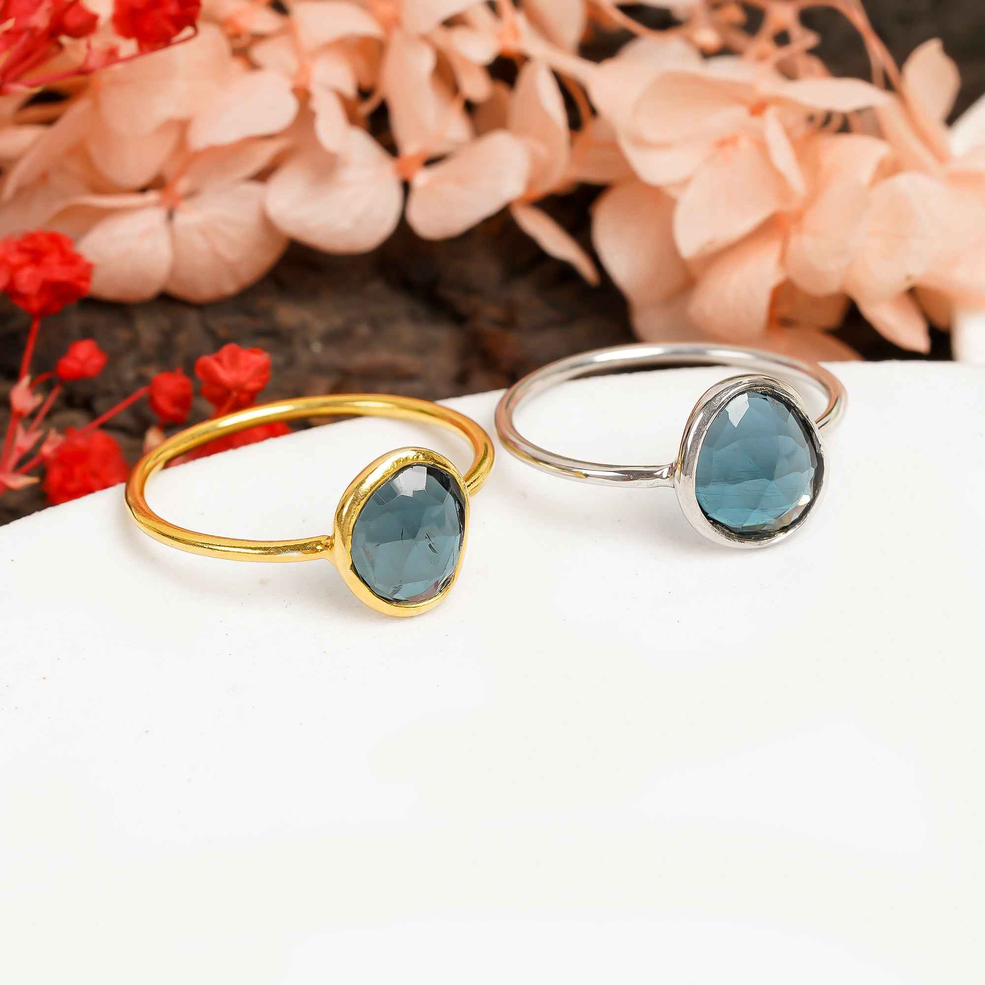 London Blue Topaz Engagement Ring 925 Sterling Silver Natural Topaz Ring December Birthstone Jewelry