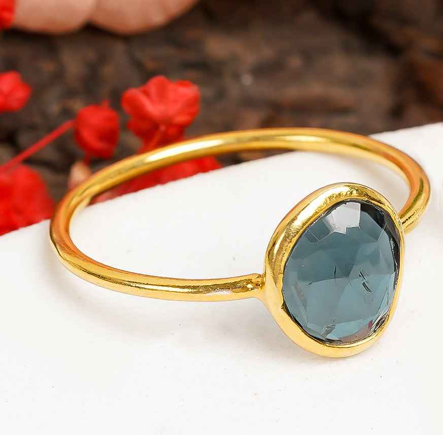 London Blue Topaz Engagement Ring 925 Sterling Silver Natural Topaz Ring December Birthstone Jewelry