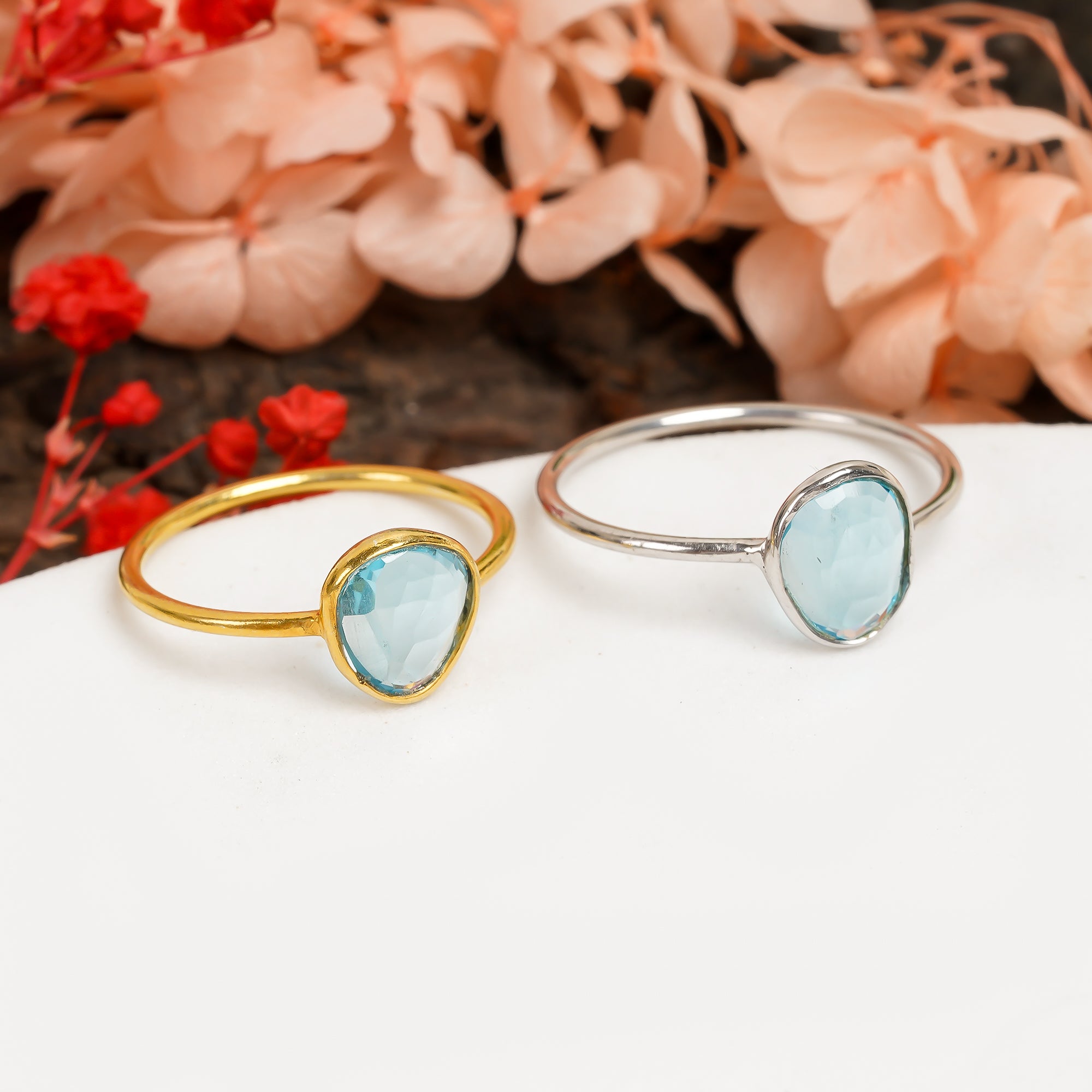 Swiss Blue Topaz Ring 925 Sterling Natural Blue Topaz Ring Handmade Jewelry