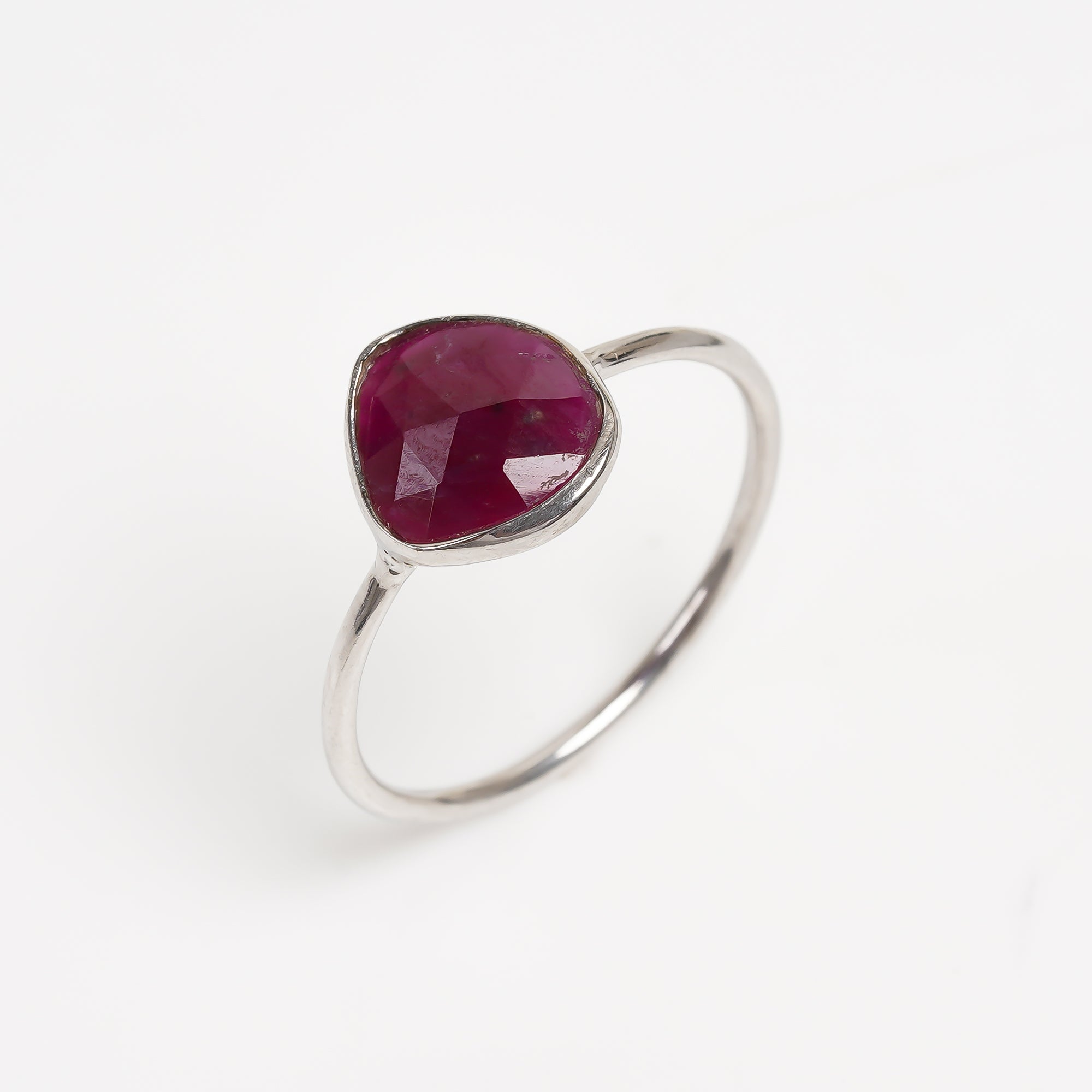 Glass Filled Ruby Ring 925 Sterling Silver Ruby Engagement Ring July Birthstone Jewelry Gift for Her