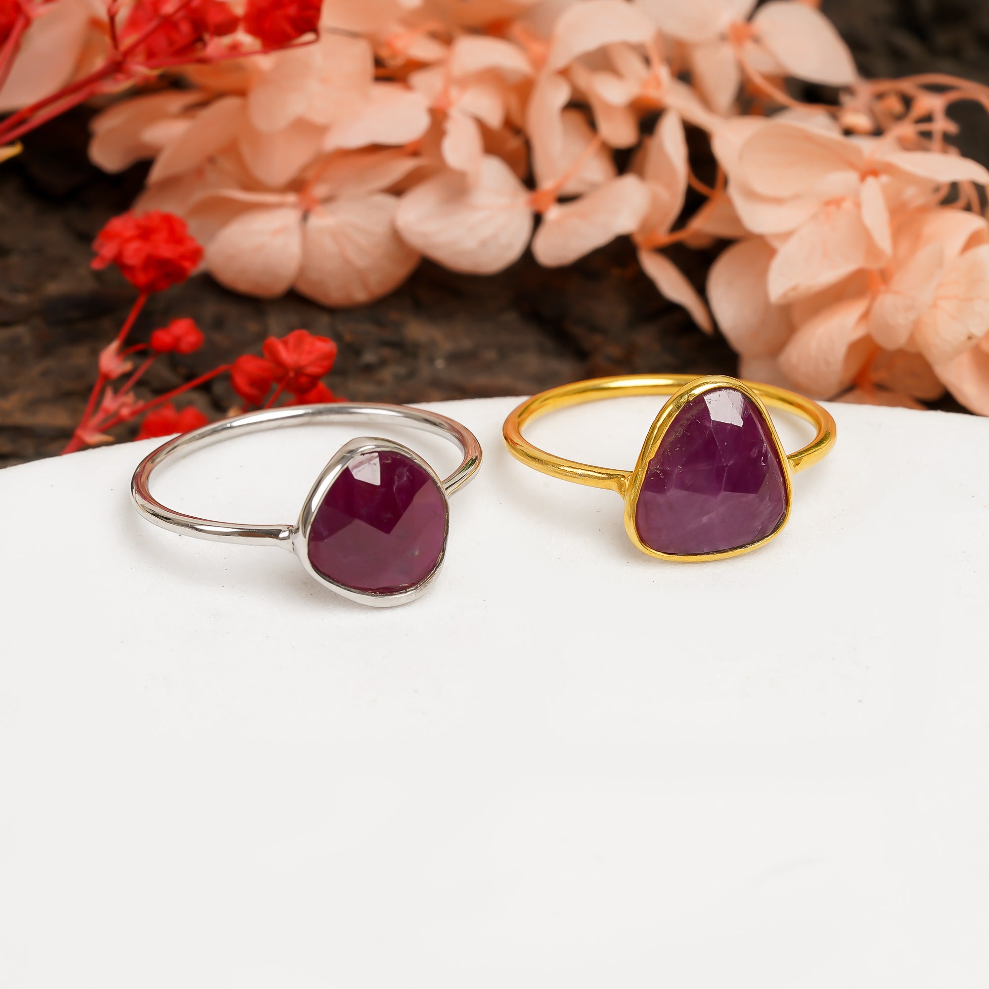 Glass Filled Ruby Ring 925 Sterling Silver Ruby Engagement Ring July Birthstone Jewelry Gift for Her