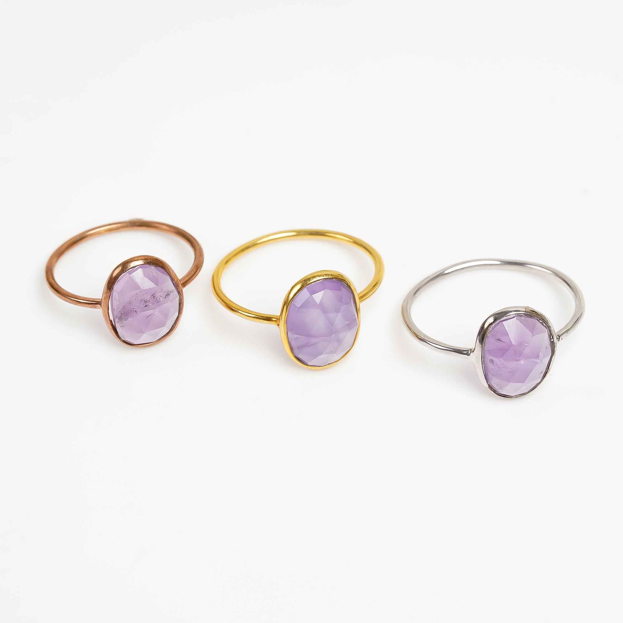Amethyst Solitaire Ring 925 Sterling Silver Natural Amethyst Engagement Ring February Birthstone Jewelry
