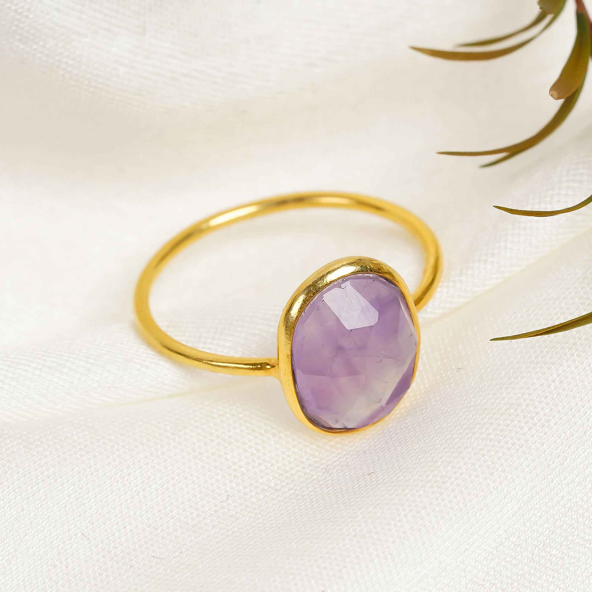 Amethyst Solitaire Ring 925 Sterling Silver Natural Amethyst Engagement Ring February Birthstone Jewelry