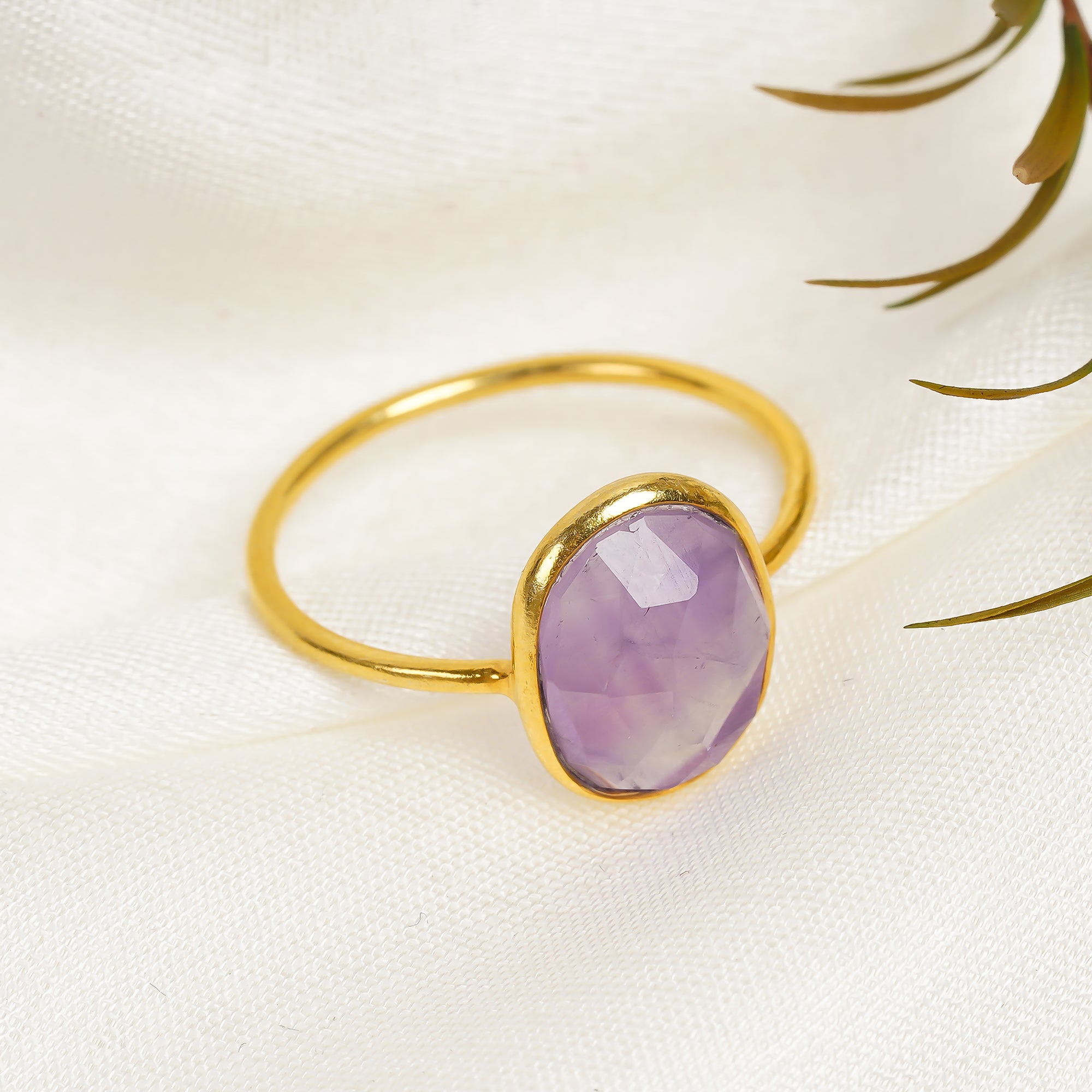 Amethyst Solitaire Ring 925 Sterling Silver Natural Amethyst Engagement Ring February Birthstone Jewelry