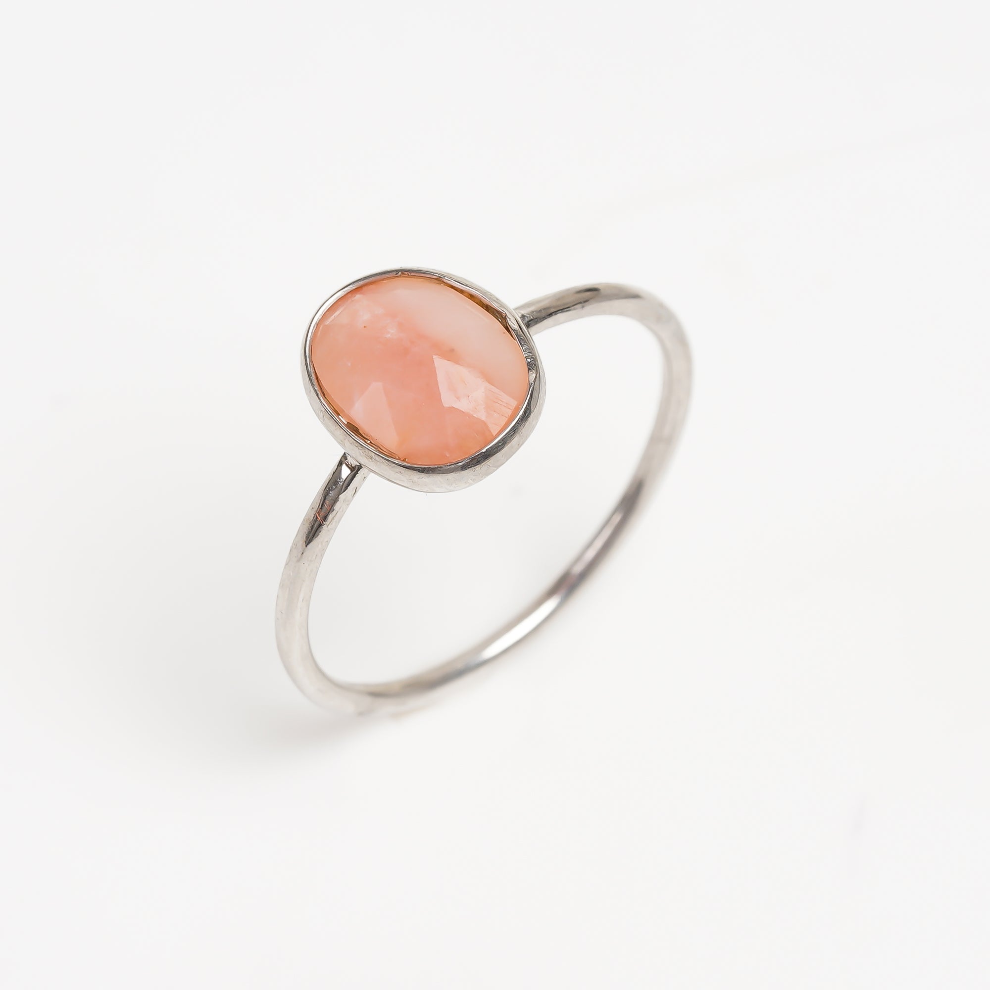Pink Opal Promise Ring 925 Sterling Silver Natural Pink Opal Ring Romantic Gemstone Jewelry Gift