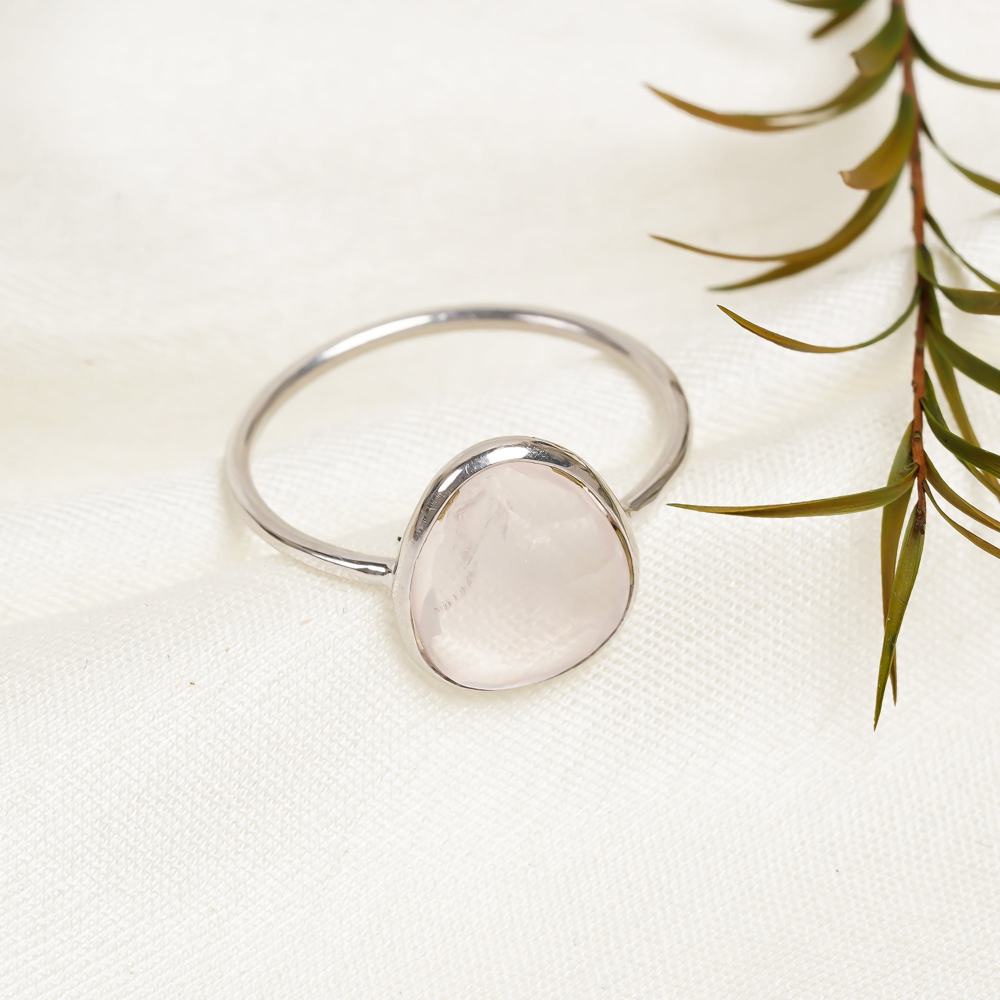 Rose Quartz Promise Ring 925 Sterling Silver Natural Rose Quartz Ring Handmade Love Stone Jewelry