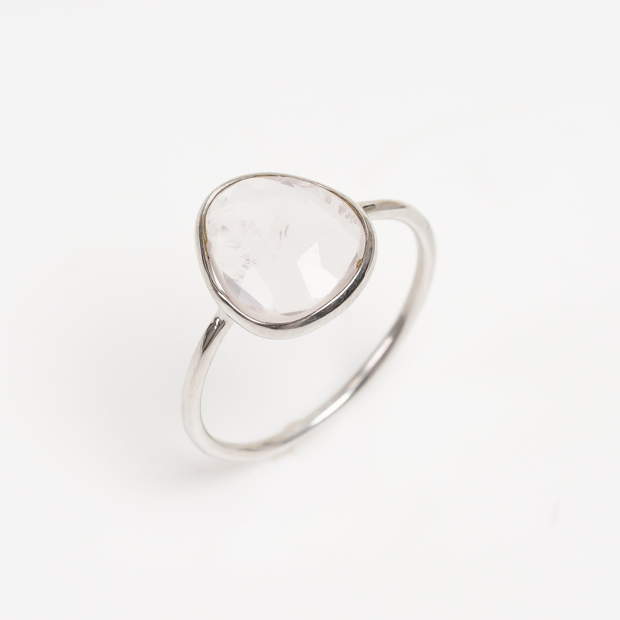 Rose Quartz Promise Ring 925 Sterling Silver Natural Rose Quartz Ring Handmade Love Stone Jewelry