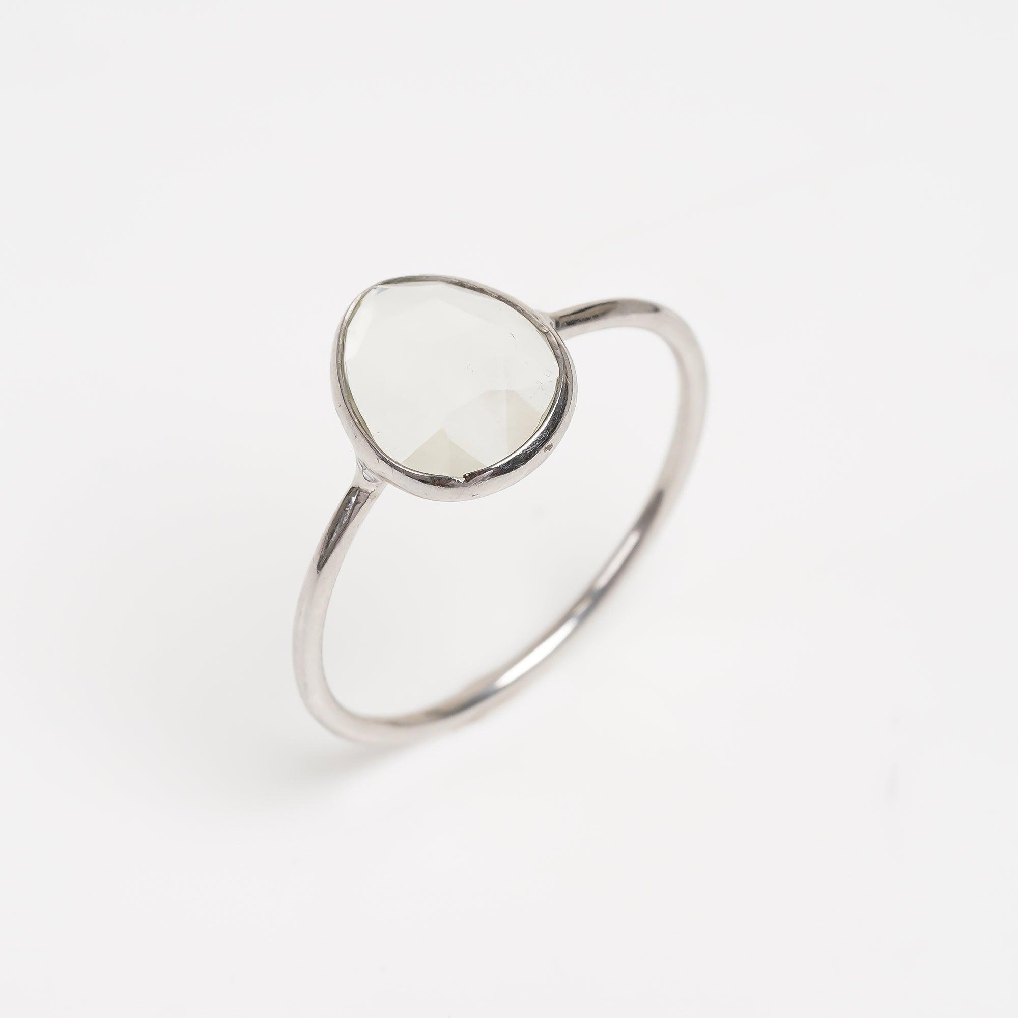 Green Amethyst Solitaire Ring 925 Sterling Silver Natural Prasiolite Engagement Ring Gemstone Jewelry