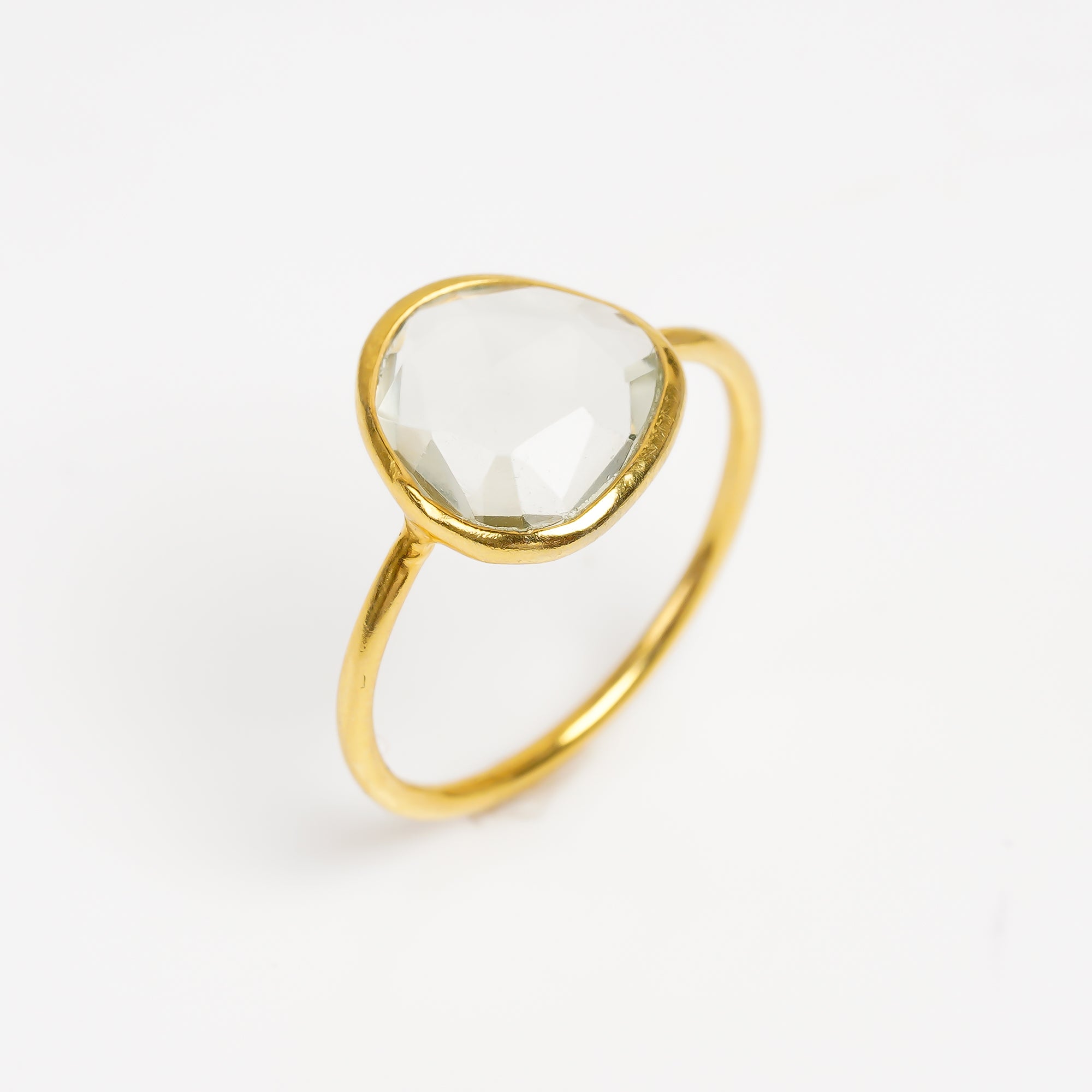 Green Amethyst Solitaire Ring 925 Sterling Silver Natural Prasiolite Engagement Ring Gemstone Jewelry