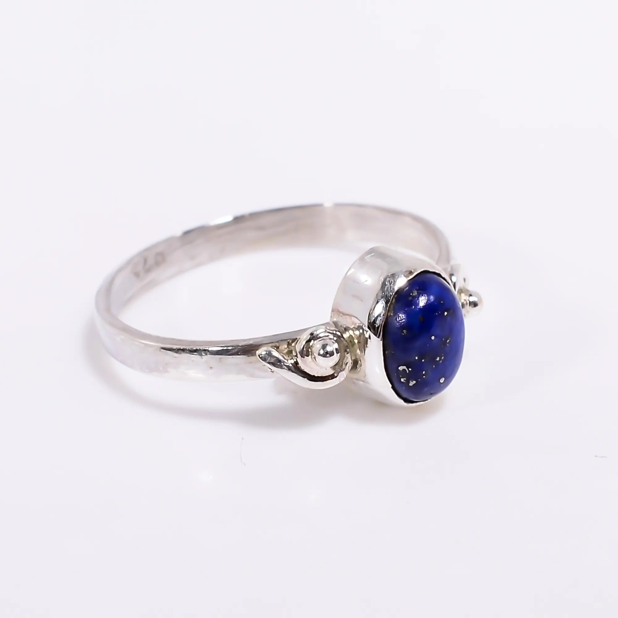 Lapis Lazuli Gemstone Wedding Ring Band – Handmade 925 Silver
