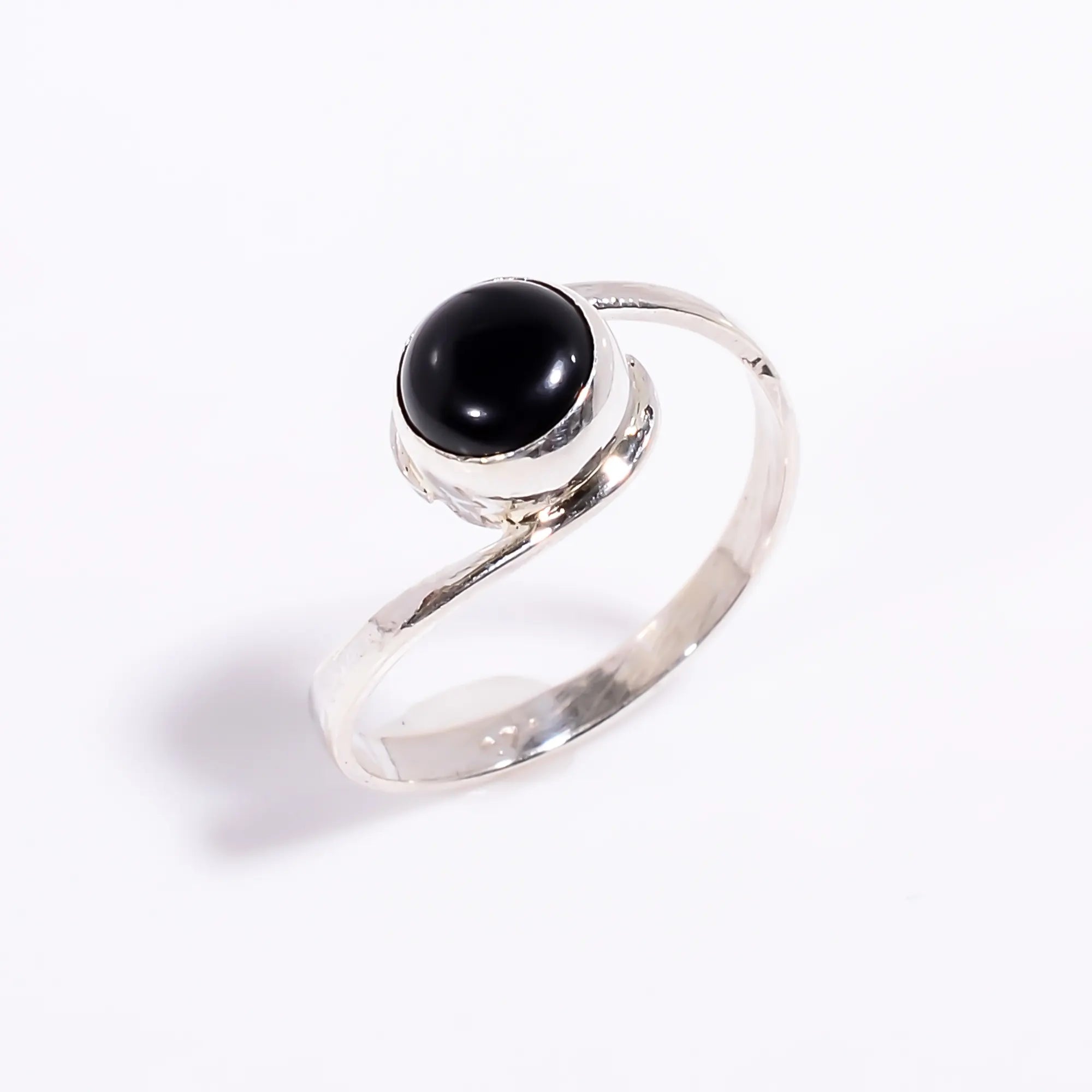 Black Onyx Ring 6mm Round 925 Sterling Silver Handmade Ring for Women