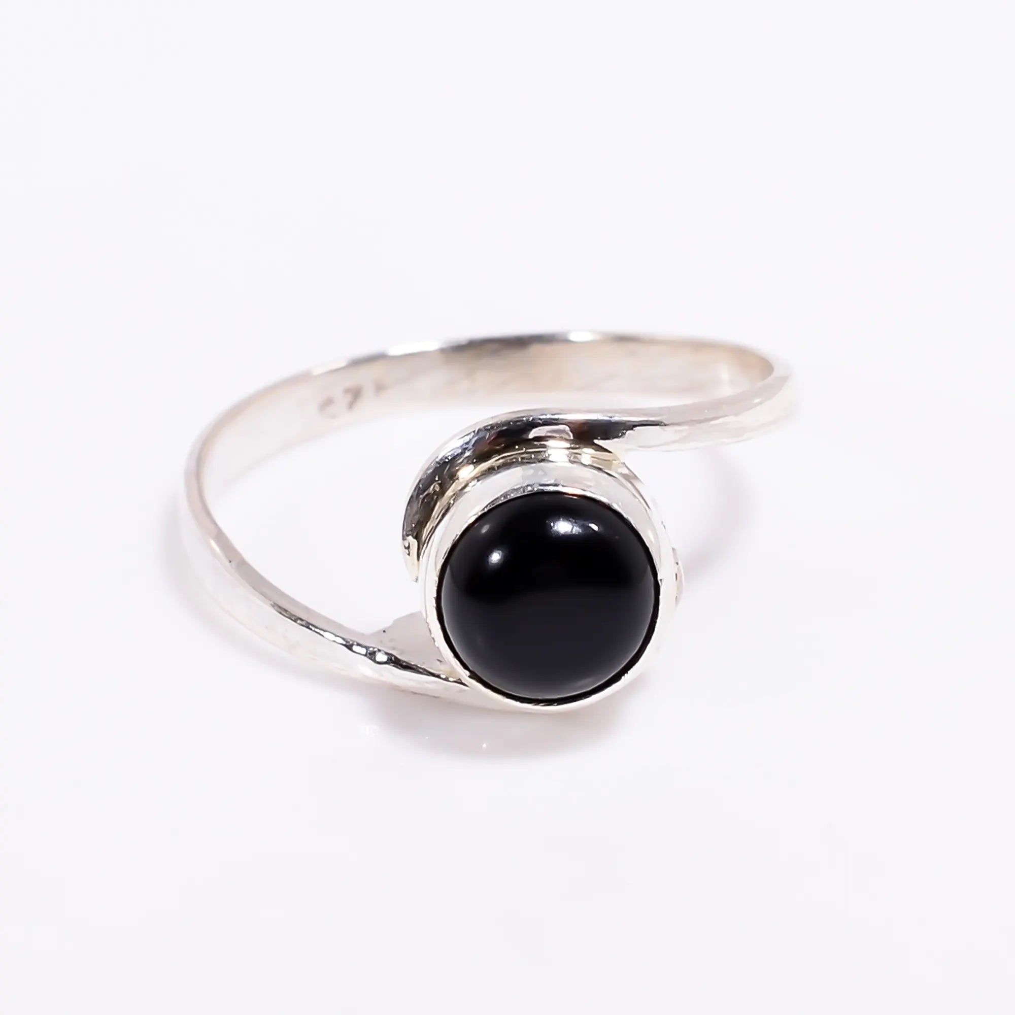 Black Onyx Ring 6mm Round 925 Sterling Silver Handmade Ring for Women