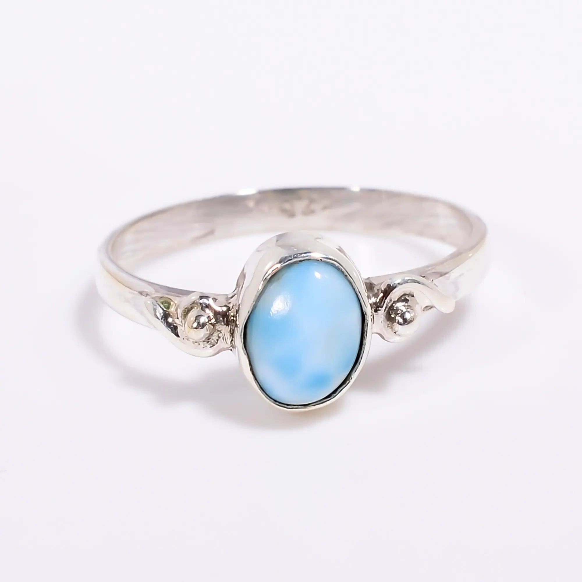 Bohemian Larimar Gemstone Ring for Wedding Gift - 925 Sterling Silver