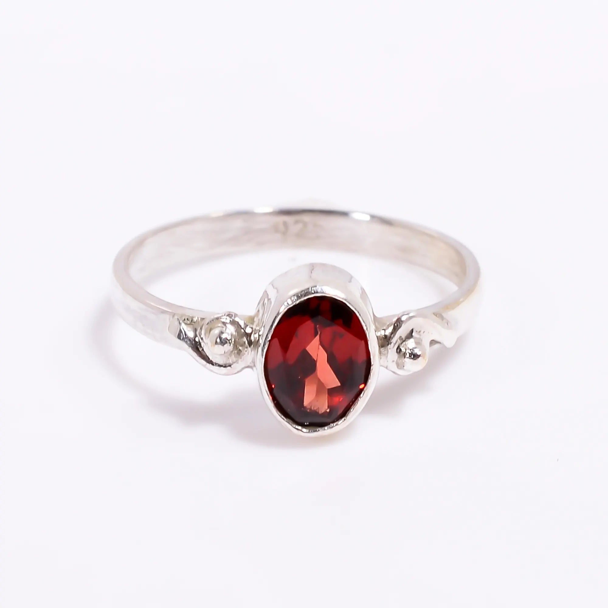 Red Garnet Gemstone Ring Birthstone Promise Ring – 925 Silver Sterling Ring