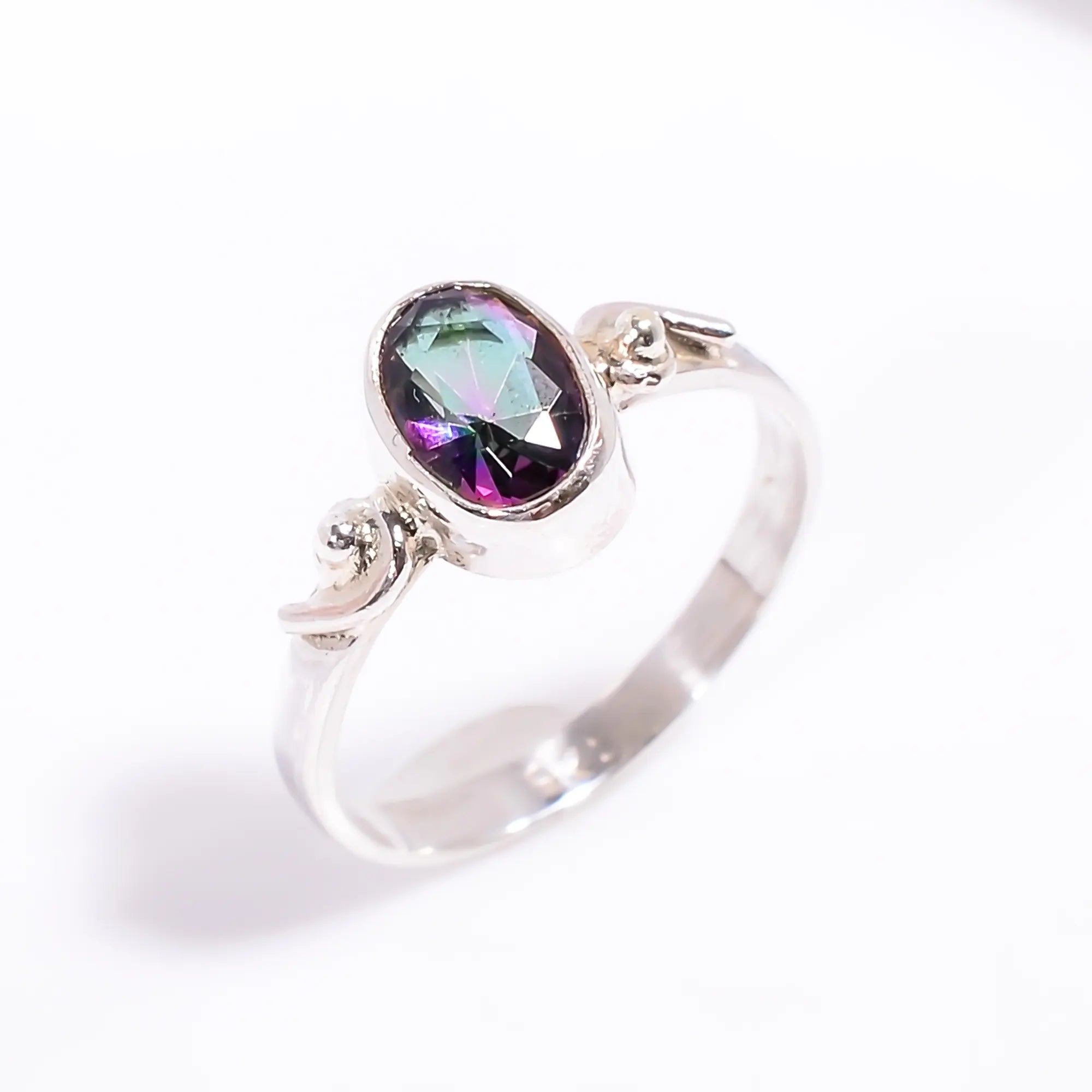 Mystic Quartz Ring Handmade Gemstone Engagement Ring in 925 Silver