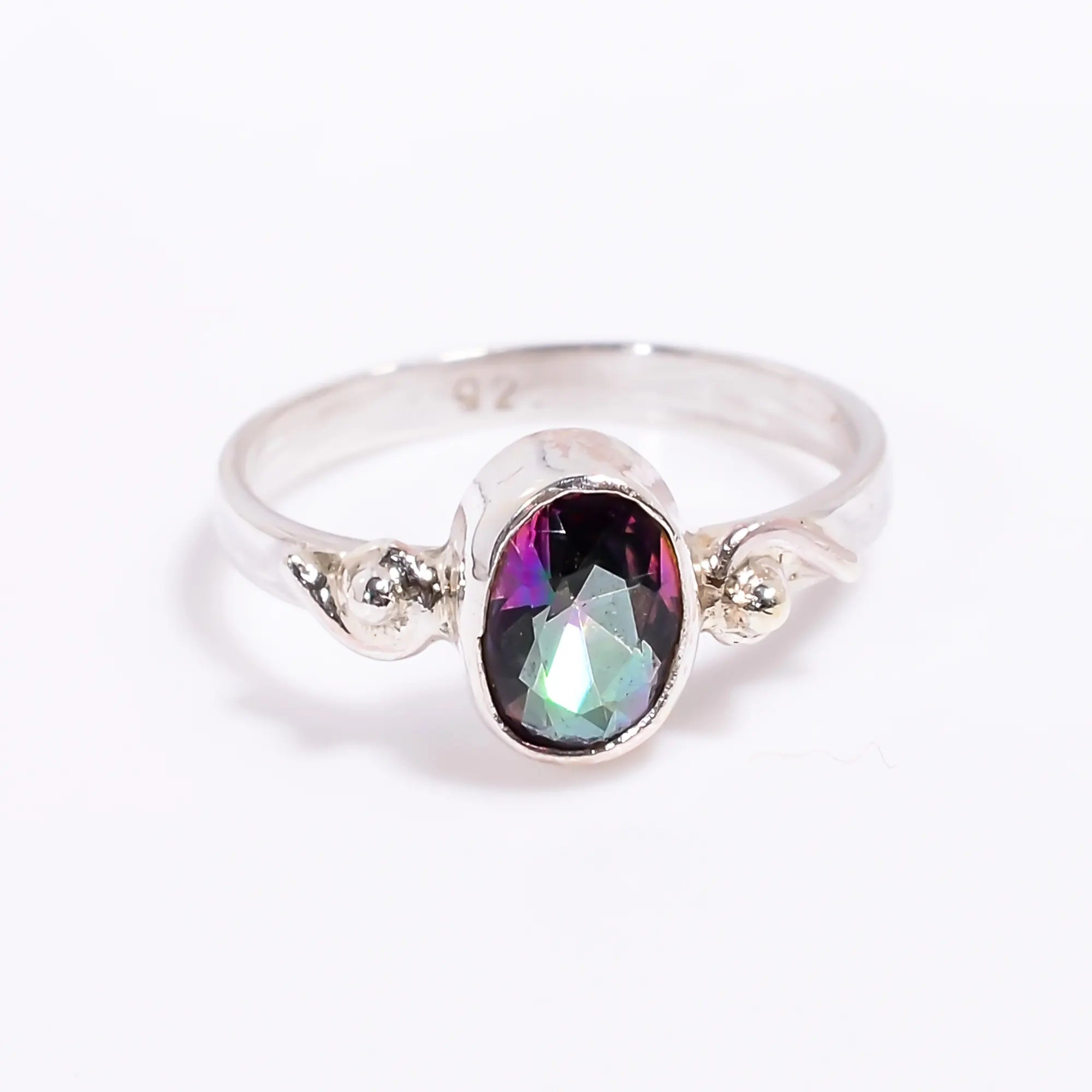 Mystic Quartz Ring Handmade Gemstone Engagement Ring in 925 Silver