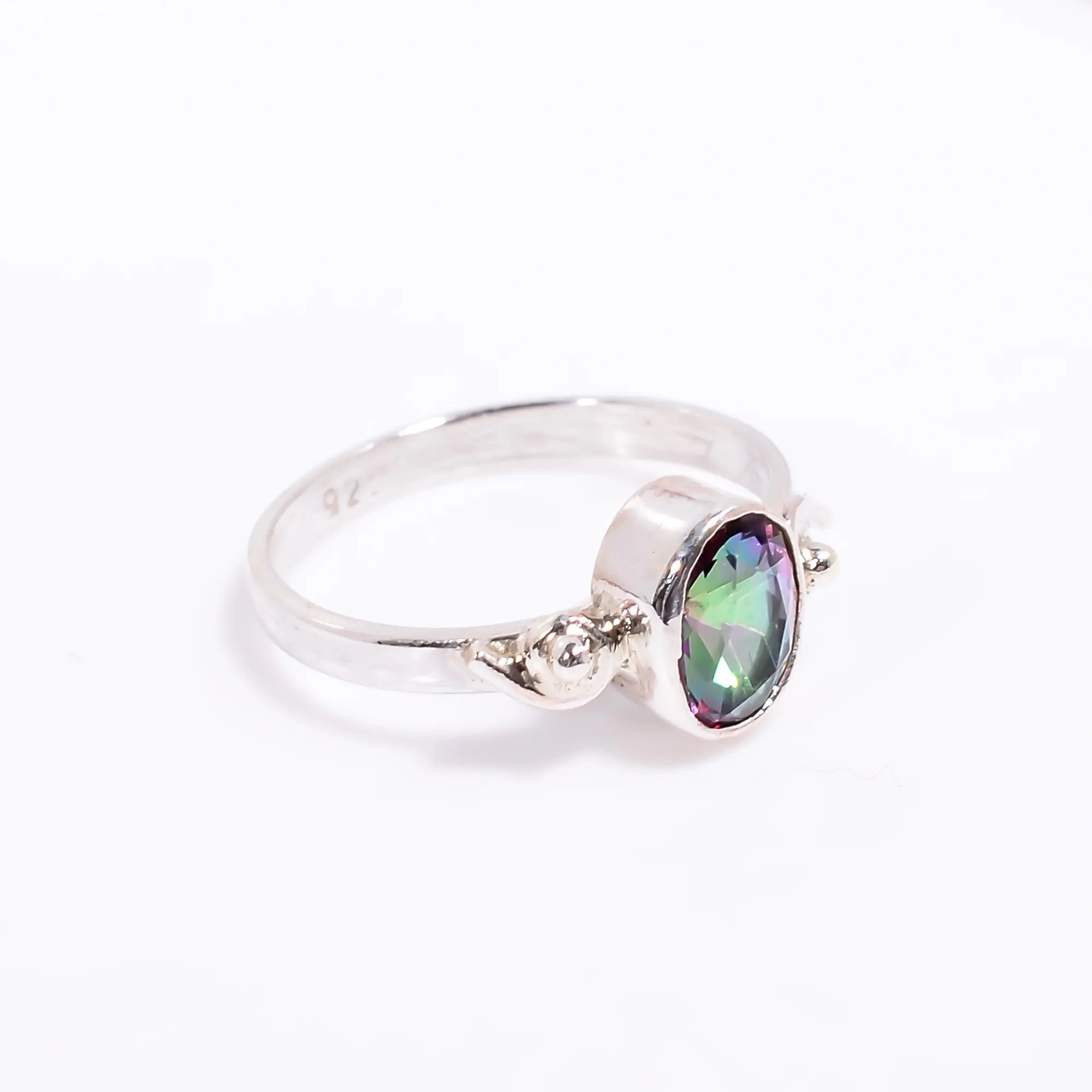 Mystic Quartz Ring Handmade Gemstone Engagement Ring in 925 Silver