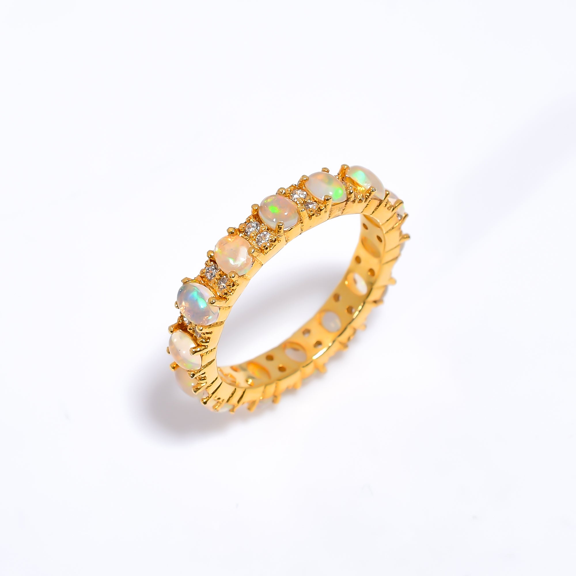 Ethiopian Opal Cluster Ring 3x4mm Oval 925 Sterling Silver Multi Stone Handmade Jewelry