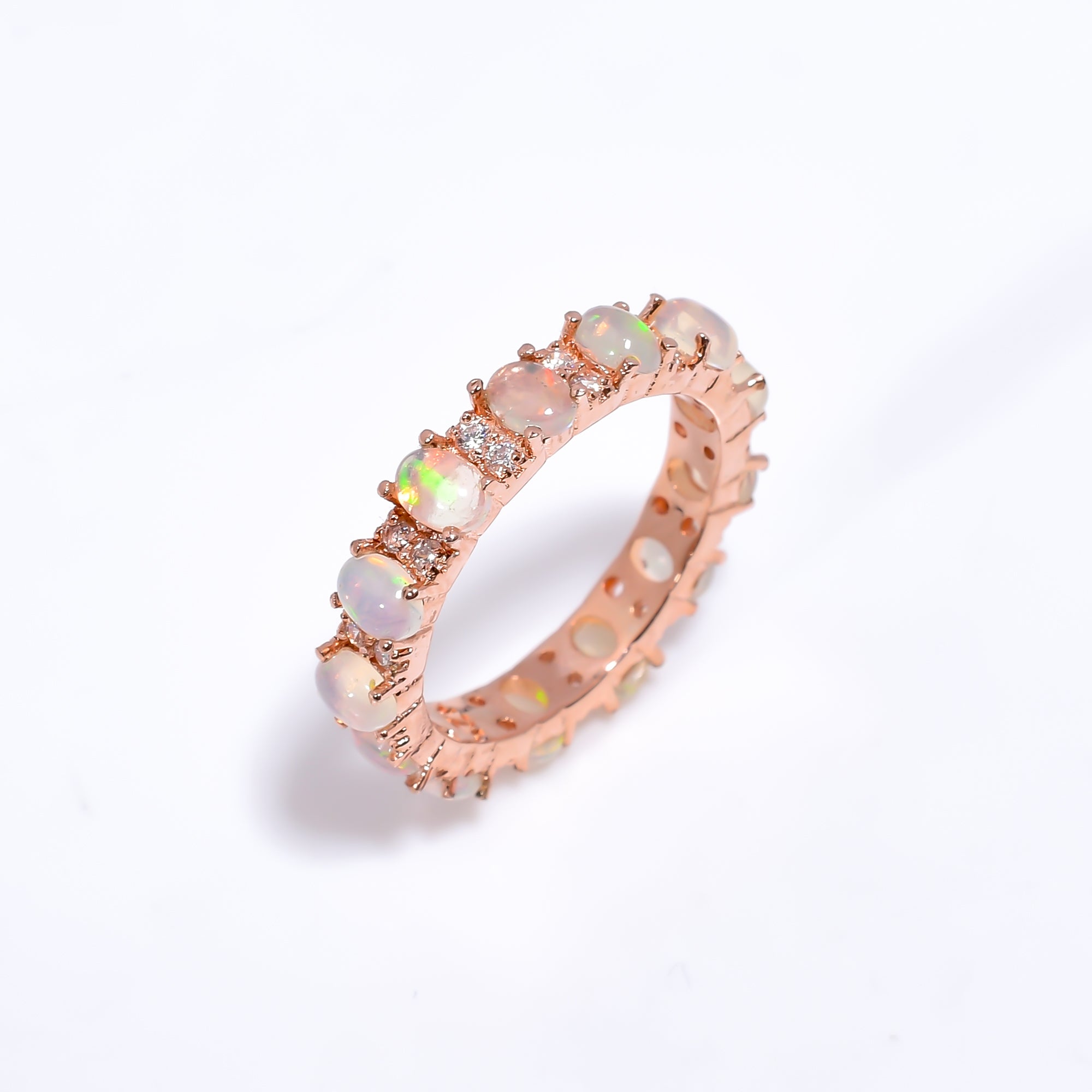 Ethiopian Opal Cluster Ring 3x4mm Oval 925 Sterling Silver Multi Stone Handmade Jewelry