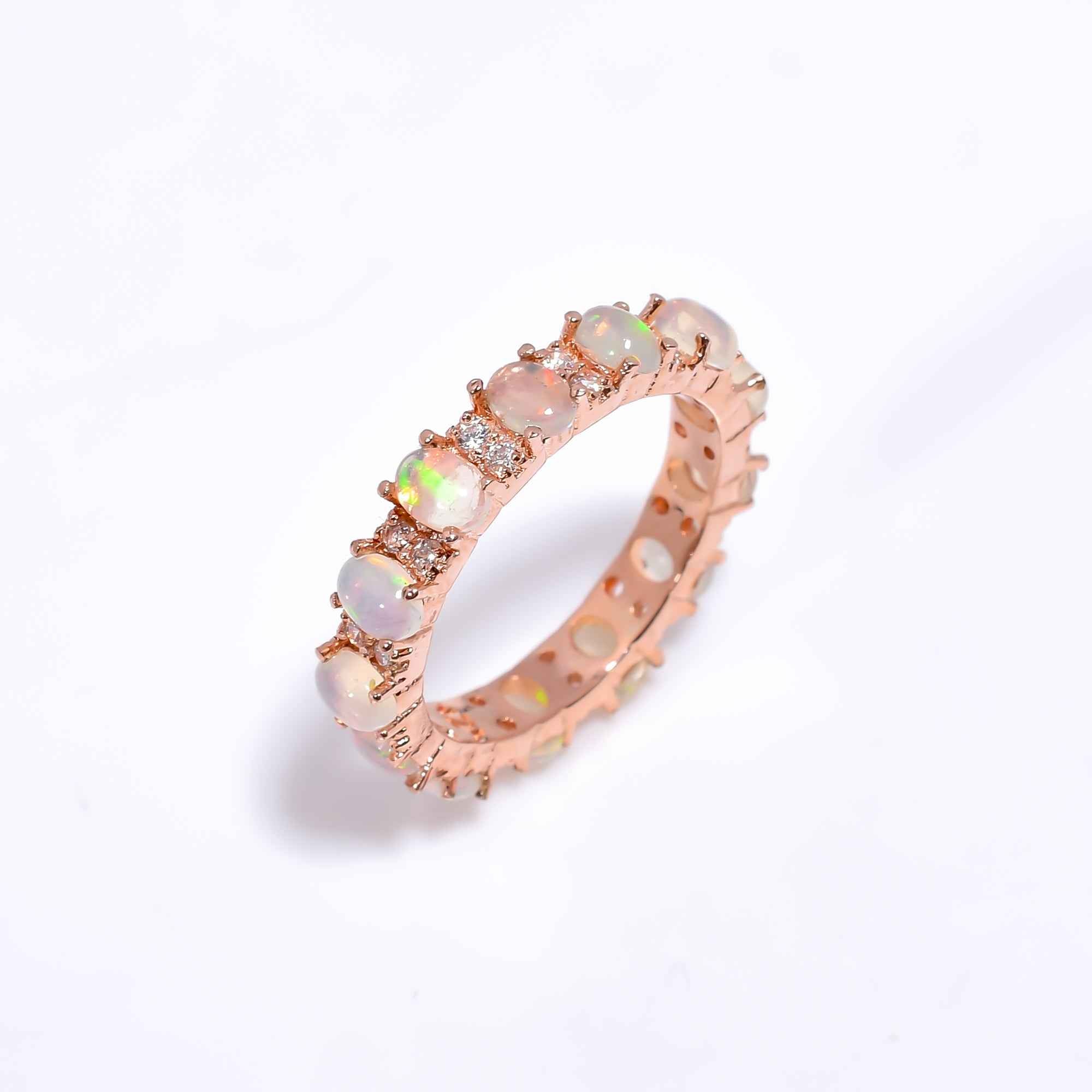 Ethiopian Opal Cluster Ring 3x4mm Oval 925 Sterling Silver Multi Stone Handmade Jewelry