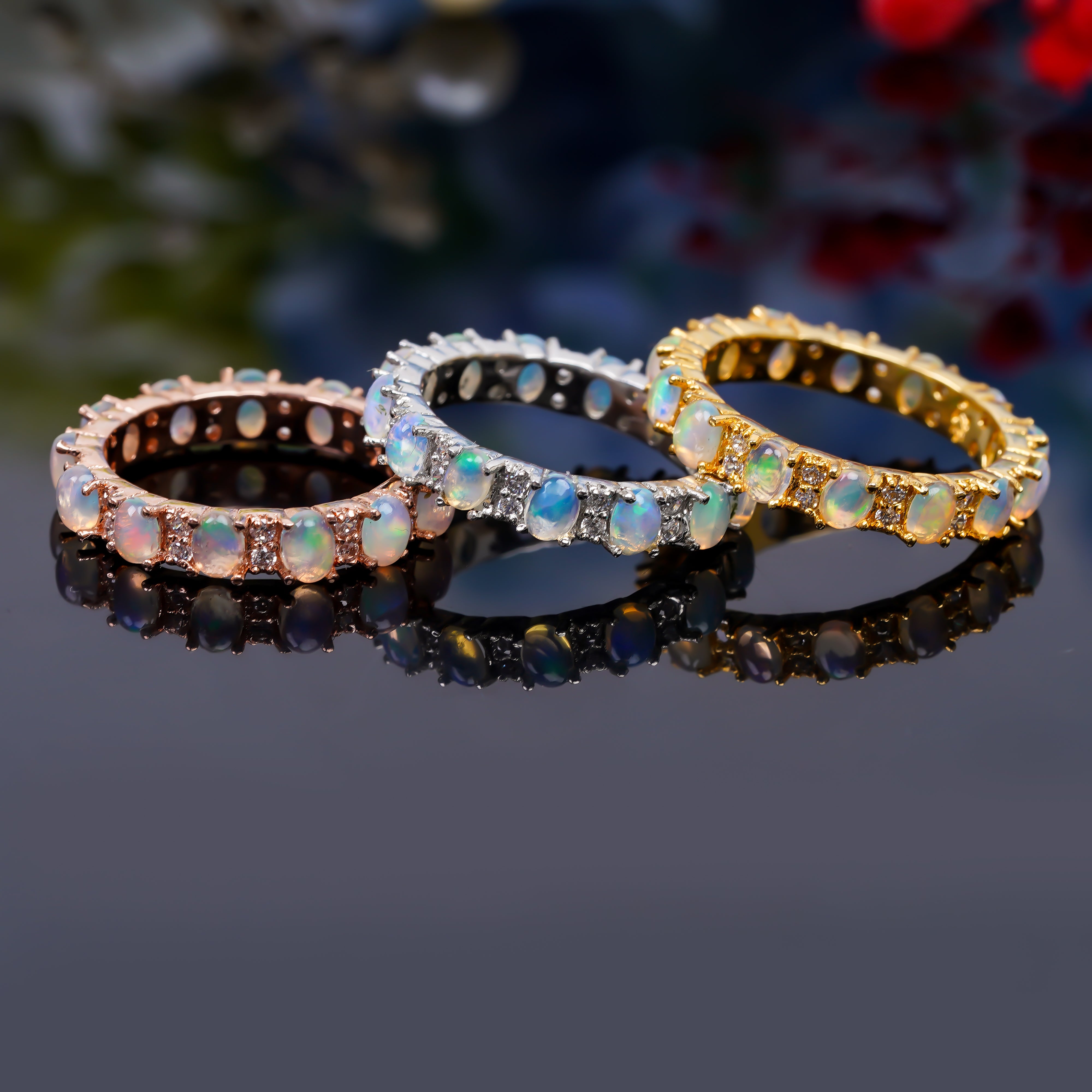 Ethiopian Opal Cluster Ring 3x4mm Oval 925 Sterling Silver Multi Stone Handmade Jewelry