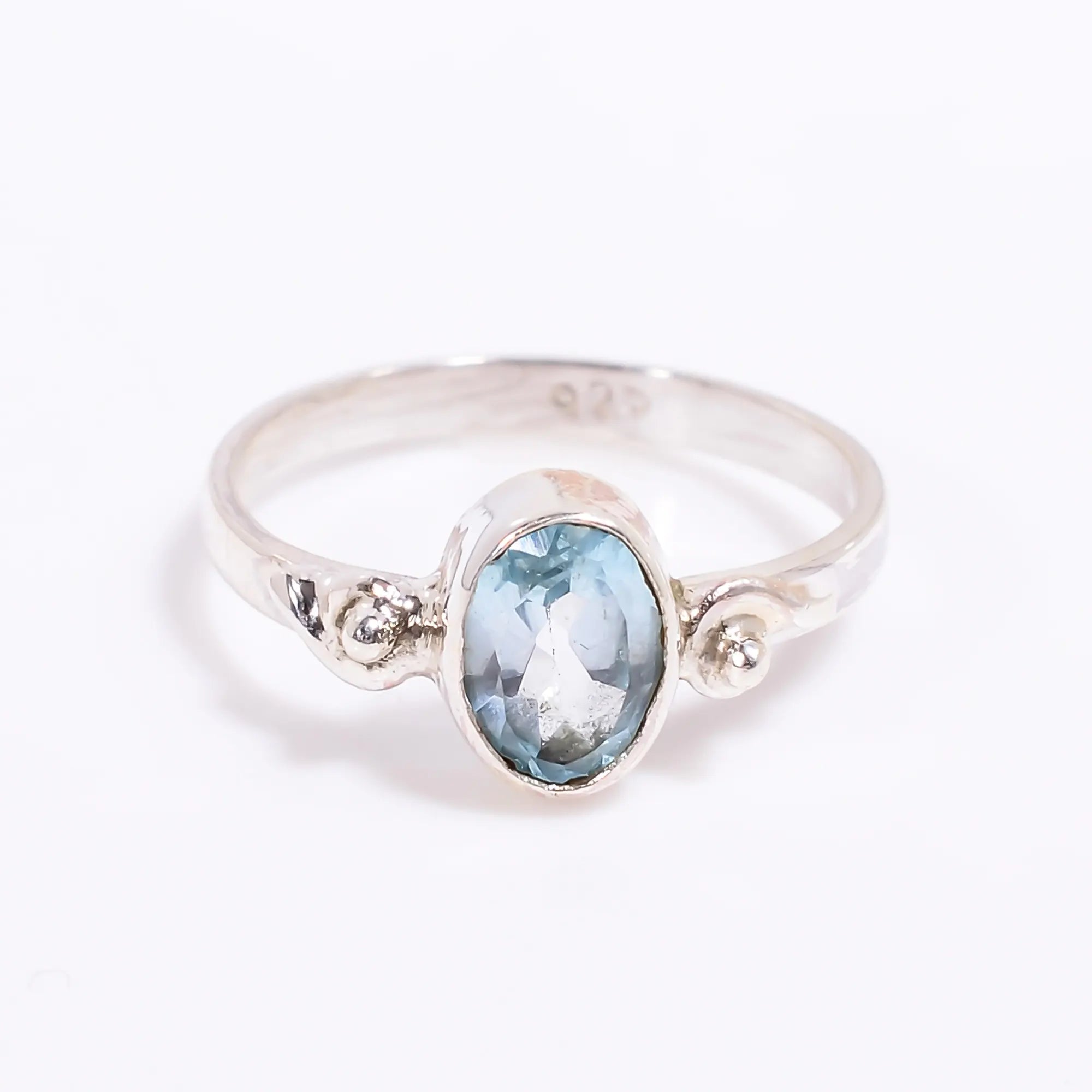 Sky Blue Topaz Bohemian Gemstone Ring – Vintage Inspired