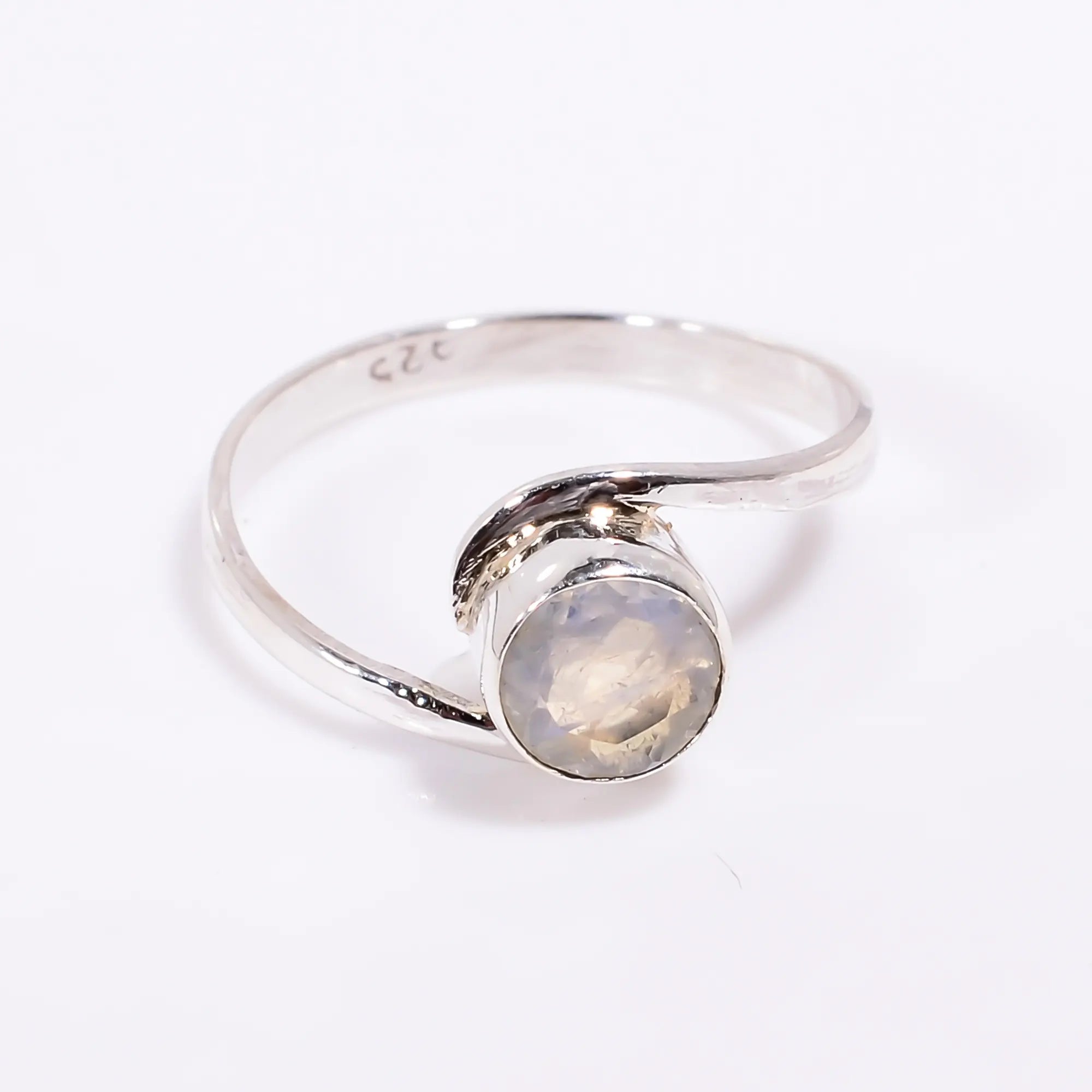 Rainbow Moonstone ring Handmade Birthstone Ring – Dainty Everyday Band - 6mm Round