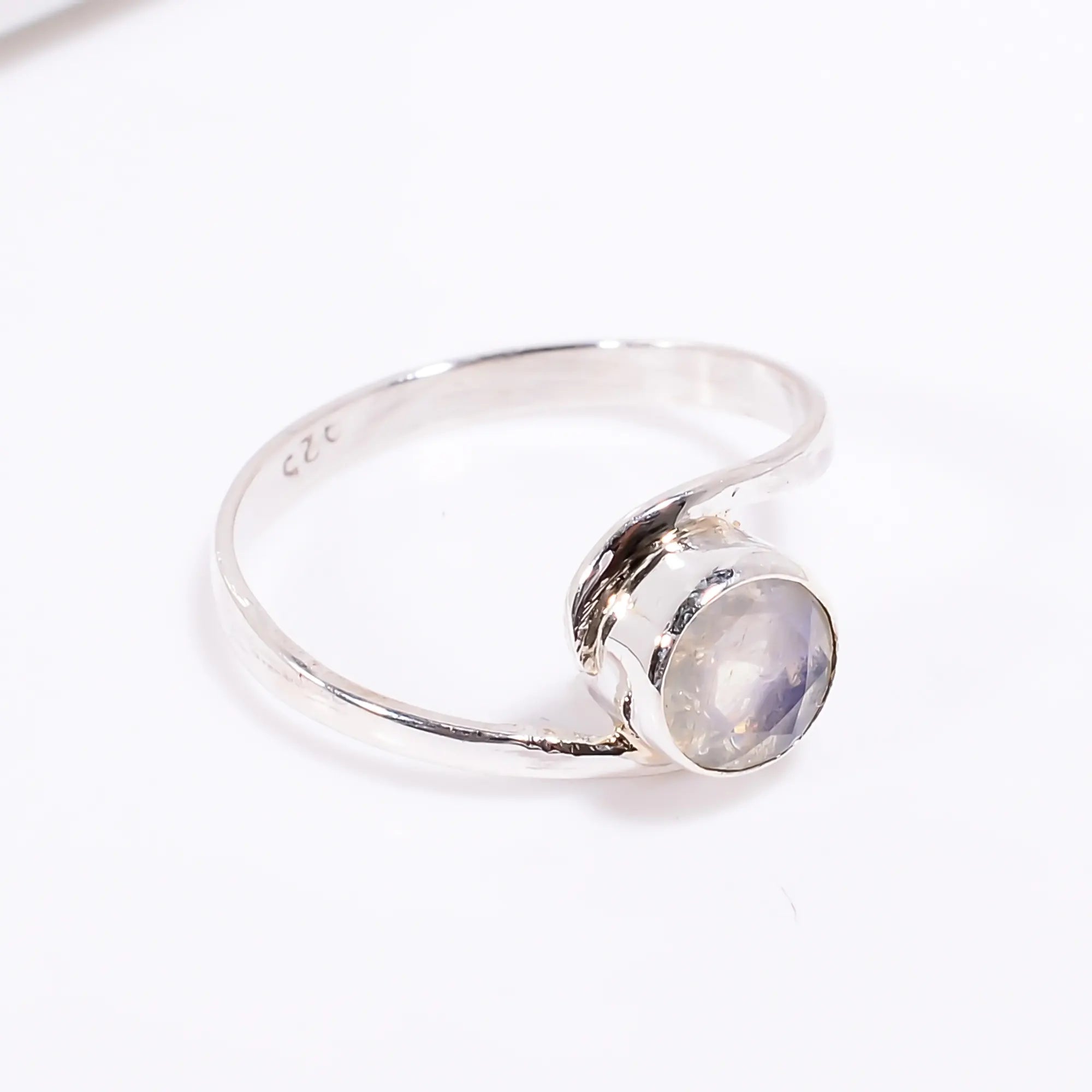 Rainbow Moonstone ring Handmade Birthstone Ring – Dainty Everyday Band - 6mm Round