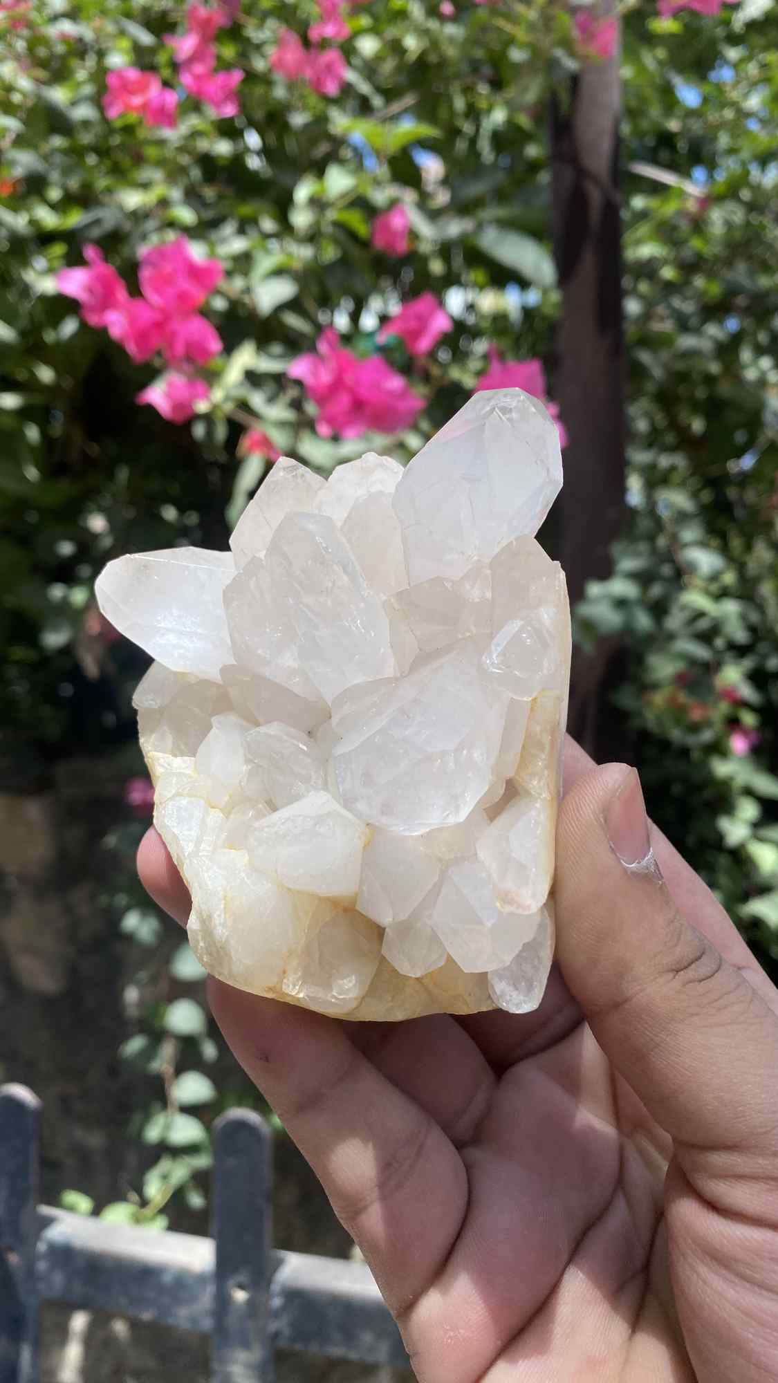 Natural Himalayan White Quartz crystal cluster by Himalya Quartz, raw healing stone for meditation, energy cleansing, and spiritual decor.