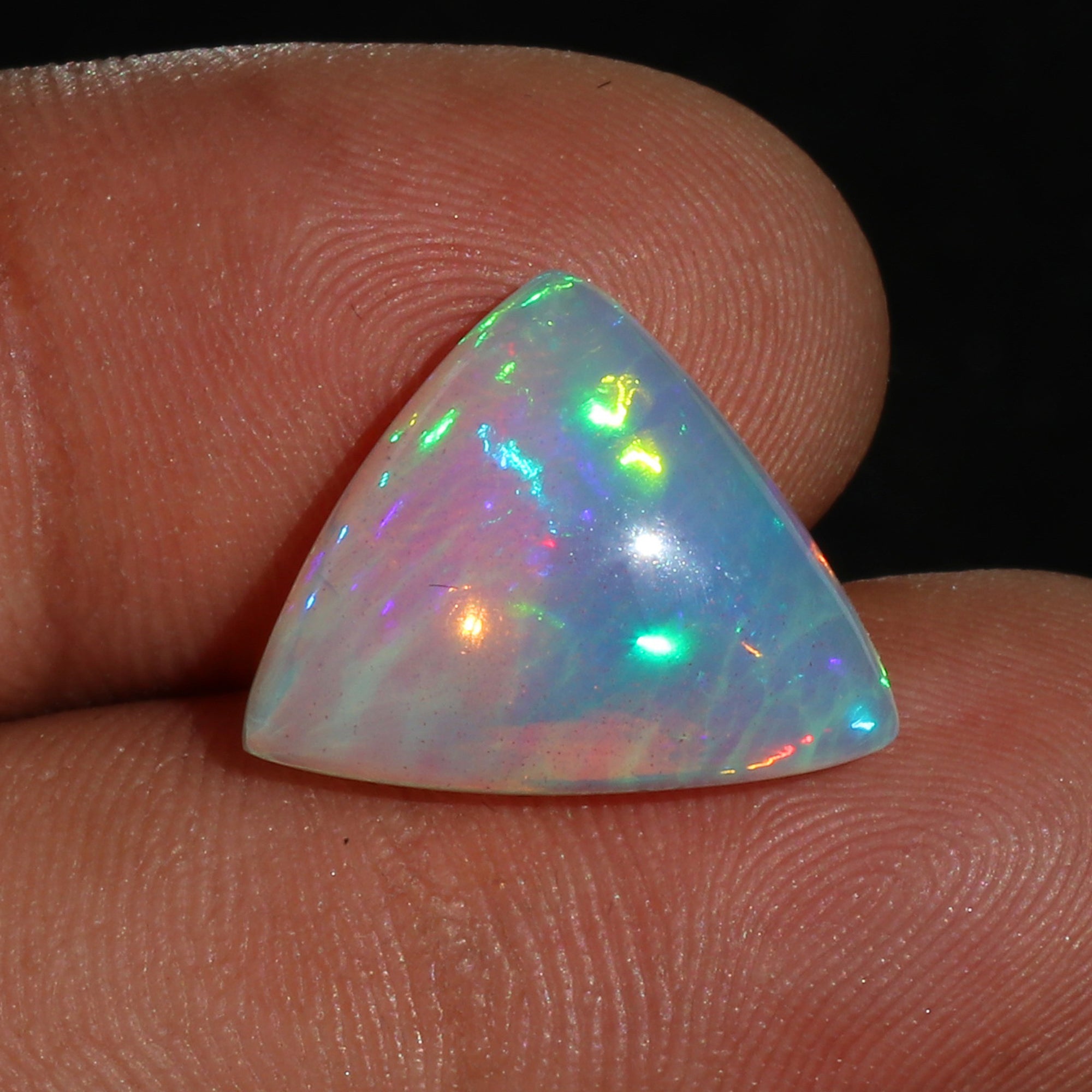 Ethiopian Welo Opal Cabochon: Honeycomb Gemstone for Jewelry Making (7.6ct, 17mm Triangle