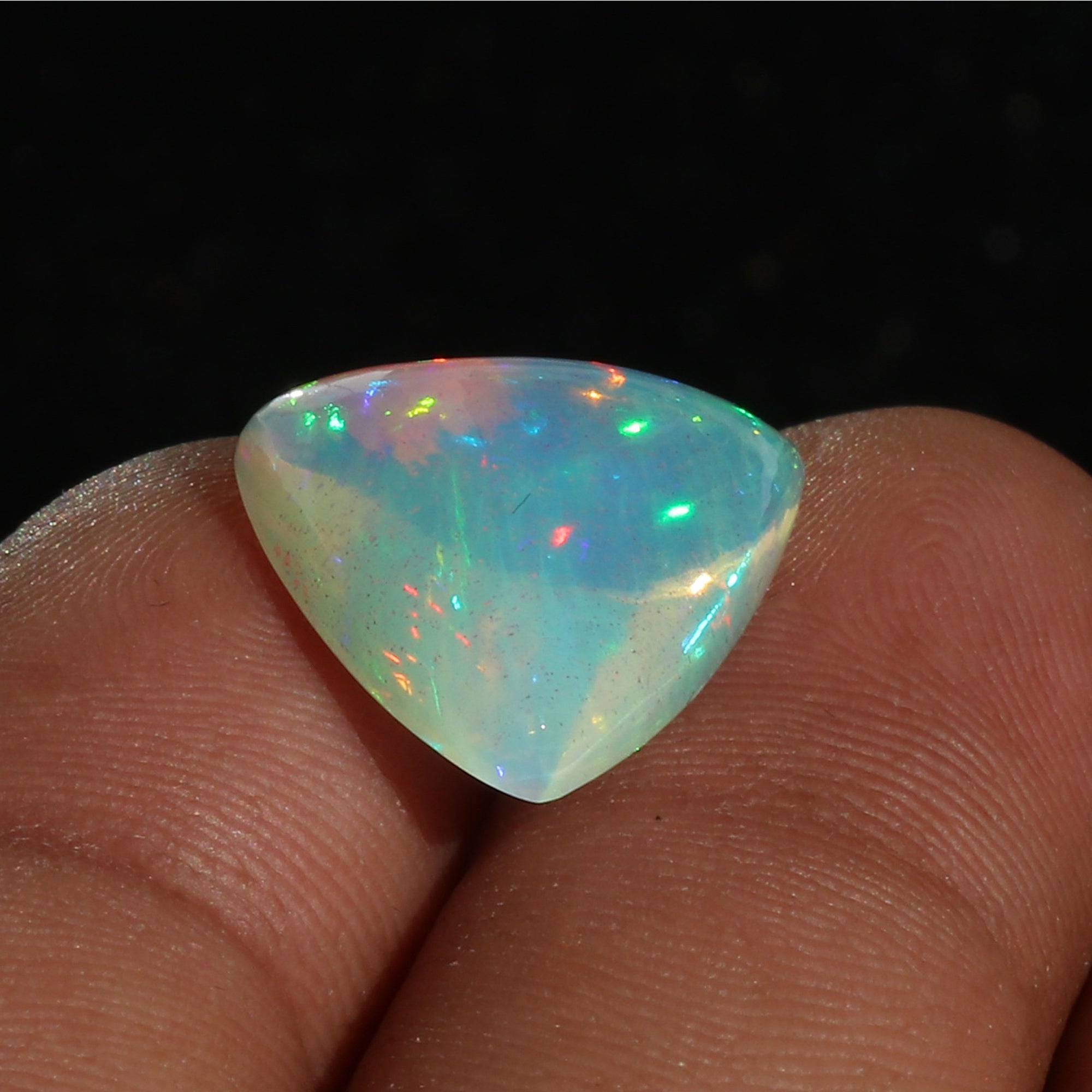 Ethiopian Welo Opal Cabochon: Honeycomb Gemstone for Jewelry Making (7.6ct, 17mm Triangle