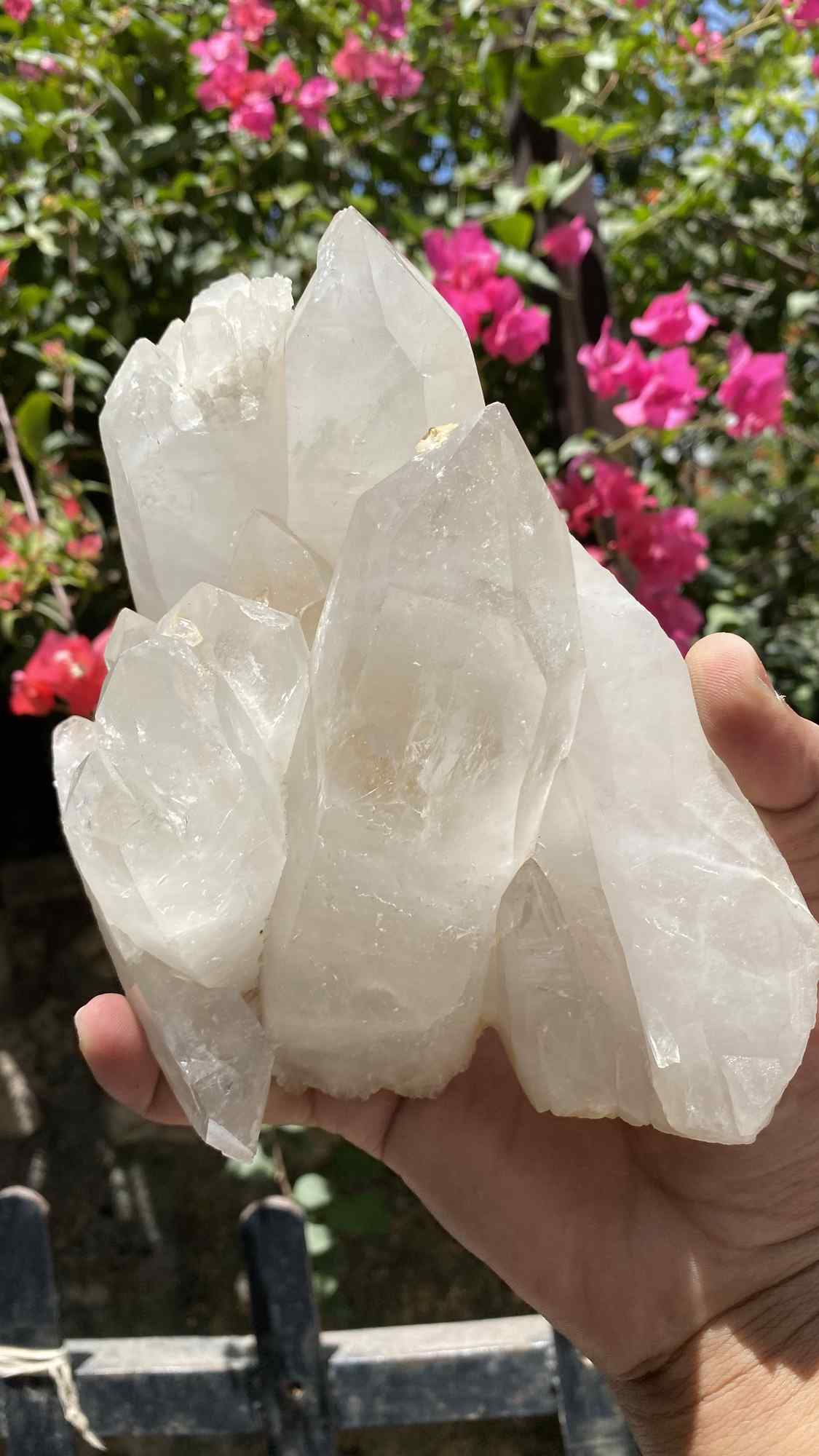 Natural Himalayan White Quartz Crystal cluster from Himalya Quartz, raw healing stone for meditation, energy cleansing, and spiritual decor.