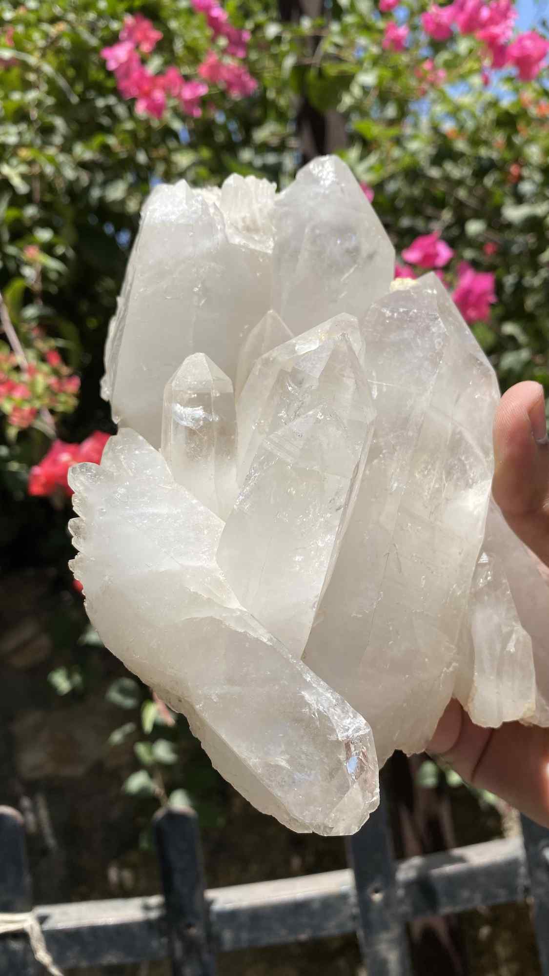 Natural Himalayan White Quartz crystal cluster from Himalya Quartz, raw healing stone for meditation, energy cleansing, and spiritual decor.