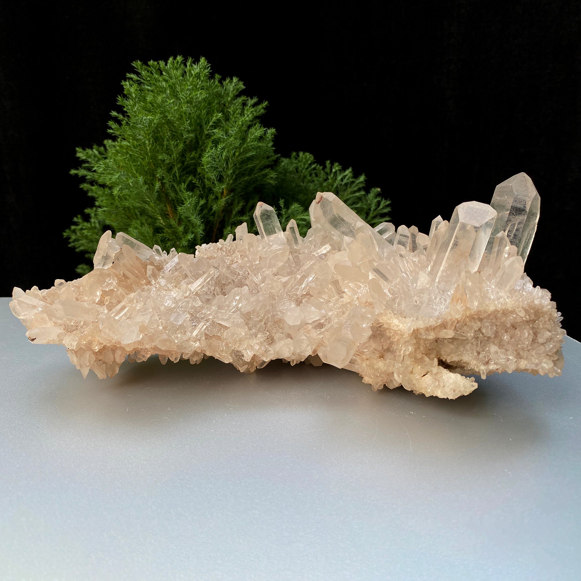 White & Pink Samadhi Quartz Crystal Cluster Healing Energy Raw Himalayan Display