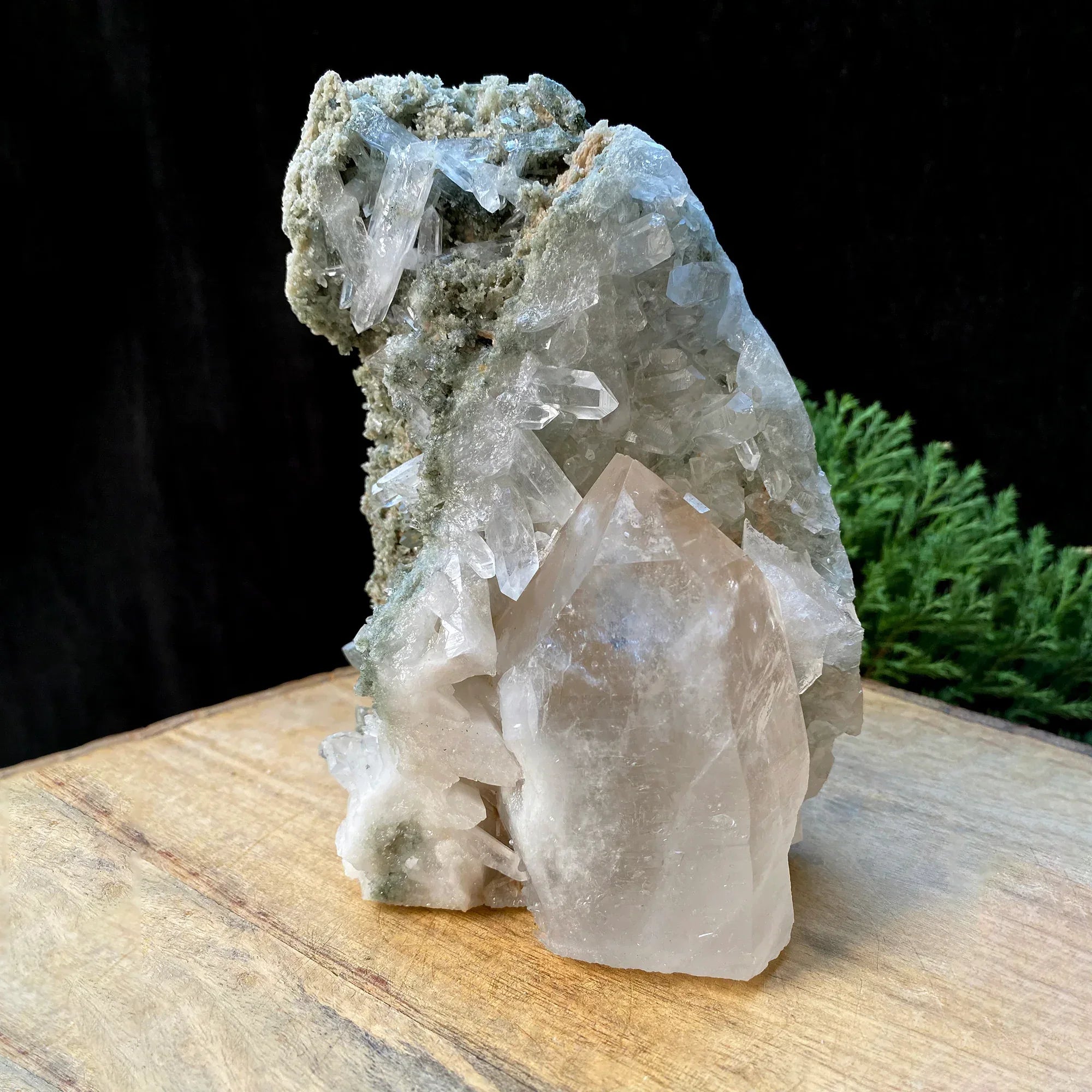 Natural Himalayan Green Phantom Quartz Cluster 1600g Himalayan Quartz