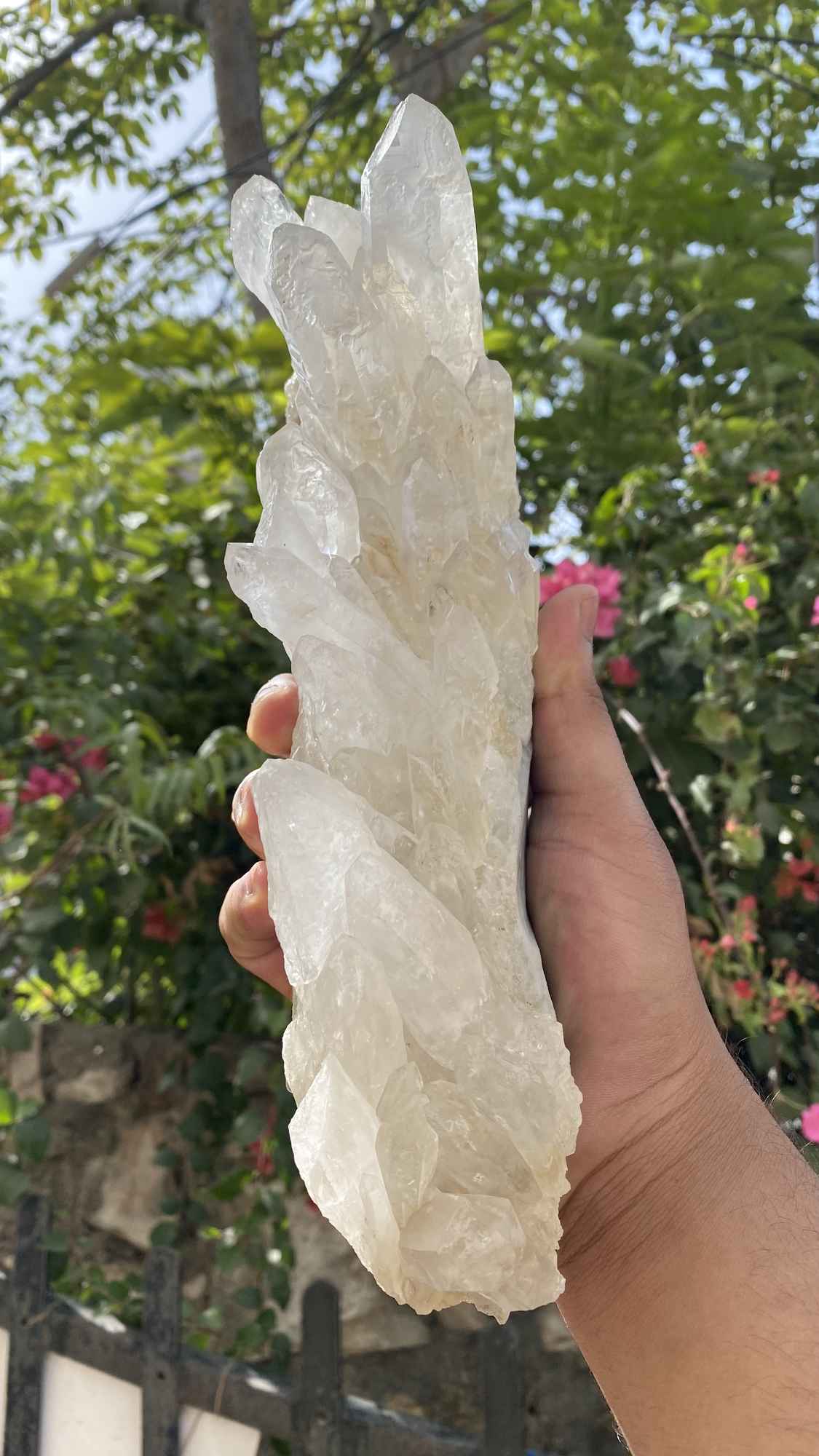 Natural Himalayan White Quartz Crystal cluster from Himalya Quartz, raw healing stone ideal for meditation and spiritual decor.