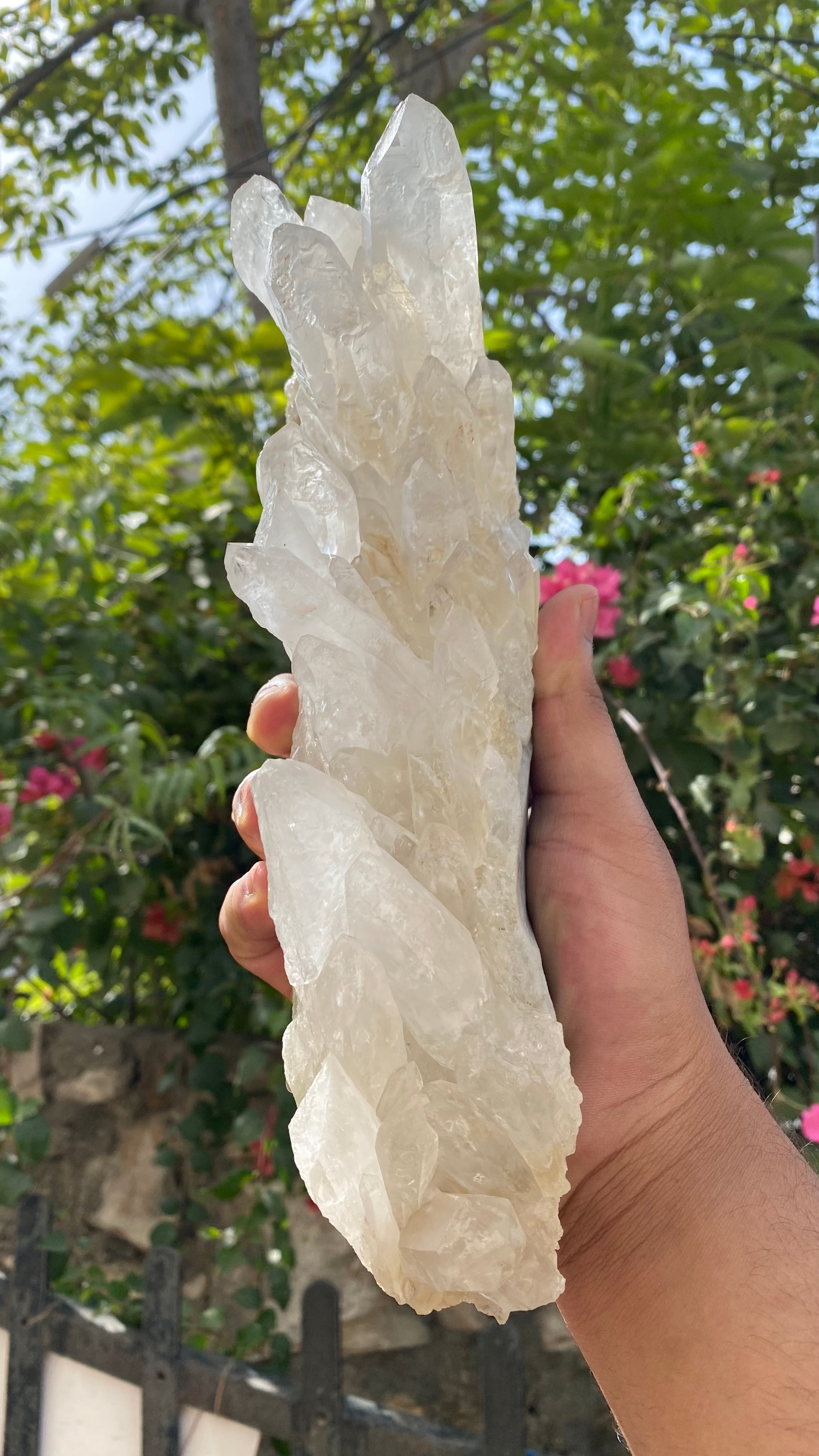 Natural Himalayan White Quartz Crystal cluster from Himalya Quartz, raw healing stone ideal for meditation and spiritual decor.