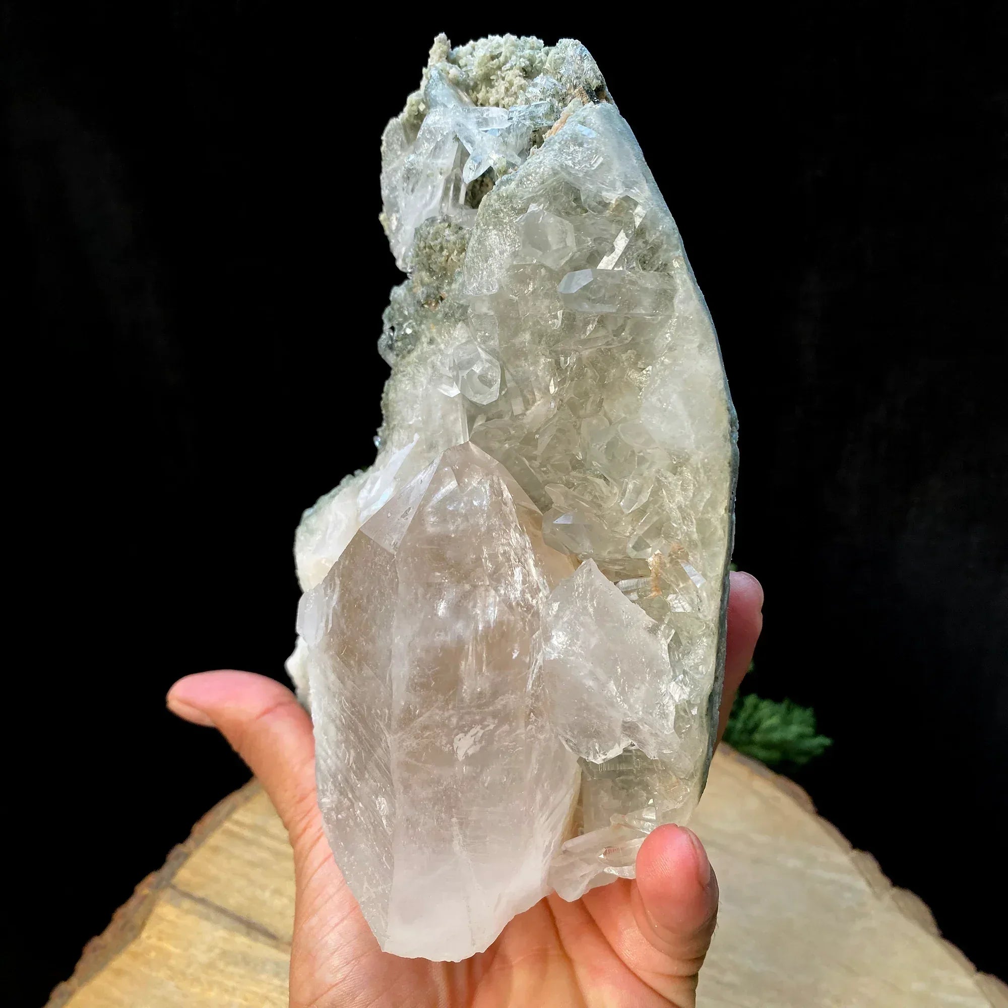 Natural Himalayan Green Phantom Quartz Cluster 1600g Himalayan Quartz